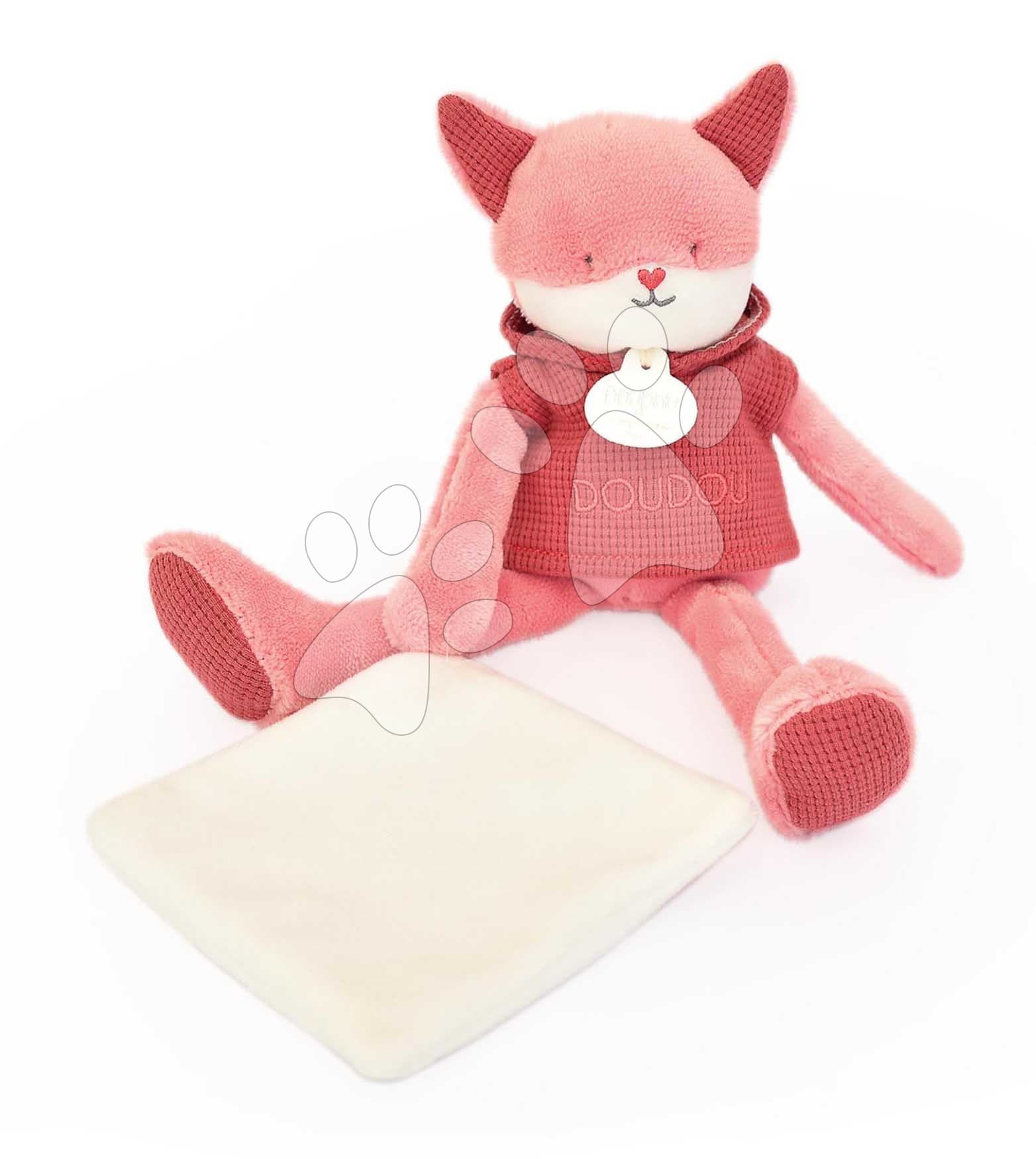 Plyšová líška Fox Sweety Doudou et Compagnie v darčekovom balení ružová 25 cm od 0 mes 1