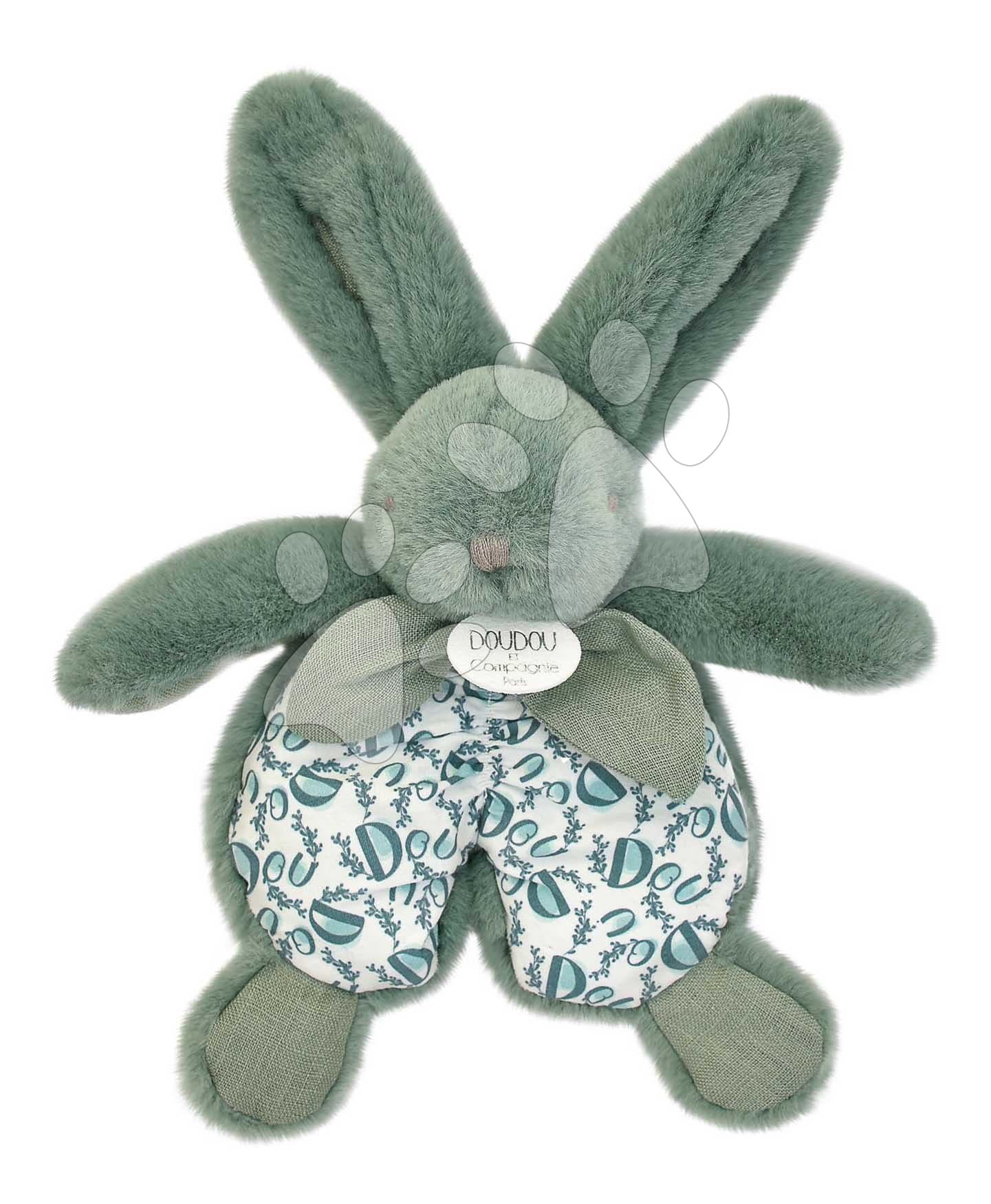 Plyšový zajačik na maznanie Bunny Comforter Sage Green Doudou et Compagnie v darčekovom balení zelený 18 cm od 0 mes 1