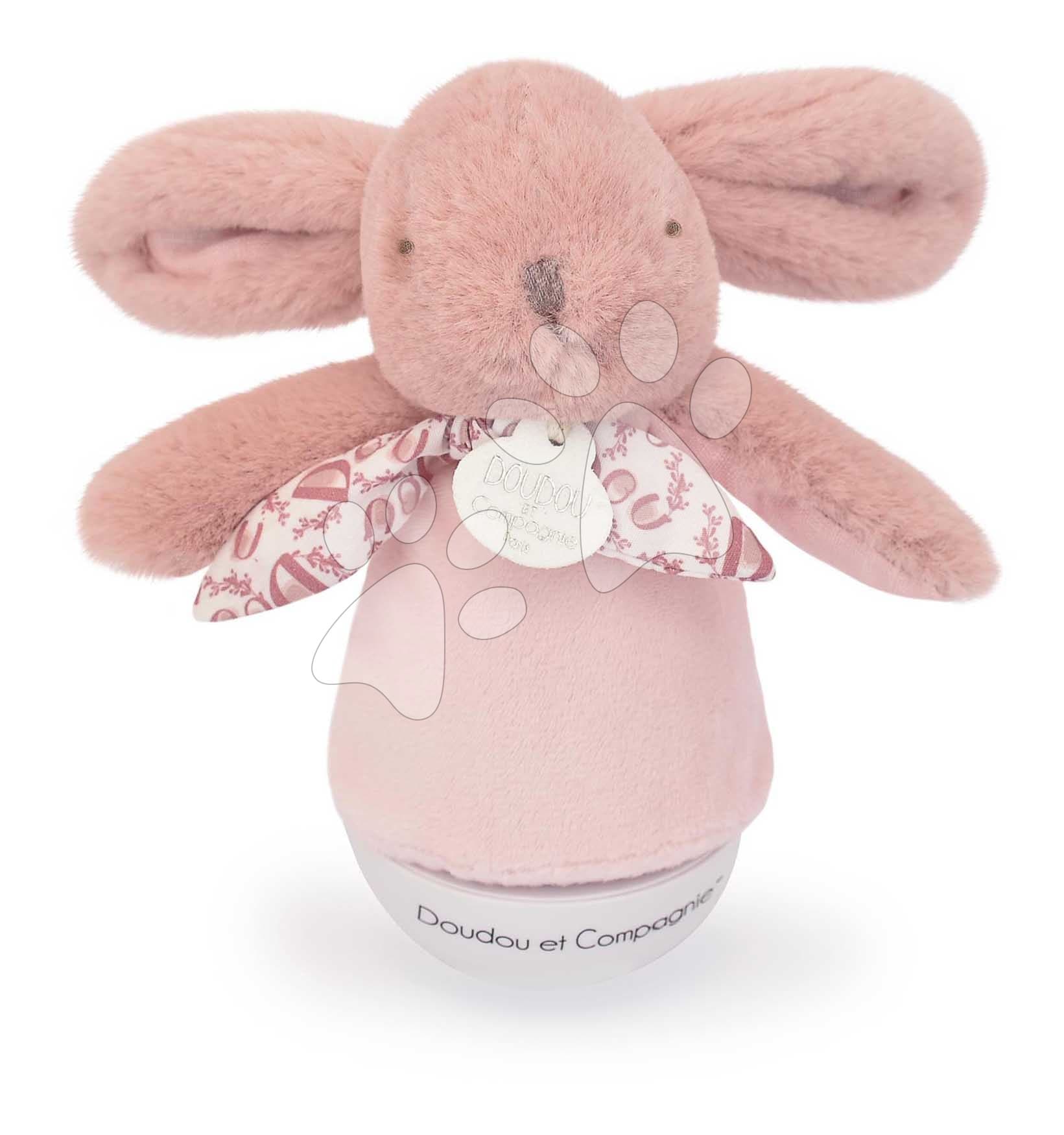 Plyšový zajačik Musical Night Light Pink Doudou et Compagnie s hudbou bielym šumom a svetlom ružový 16 cm od 0 mes