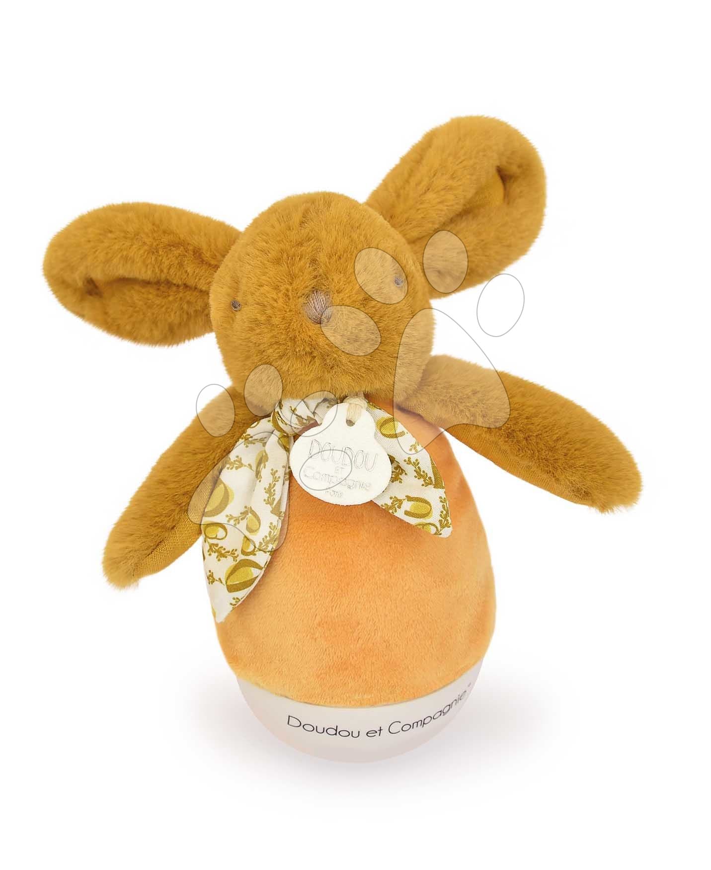 Plyšový zajačik Musical Night Light Ocher Doudou et Compagnie s hudbou bielym šumom a svetlom žltý 16 cm od 0 mes 1