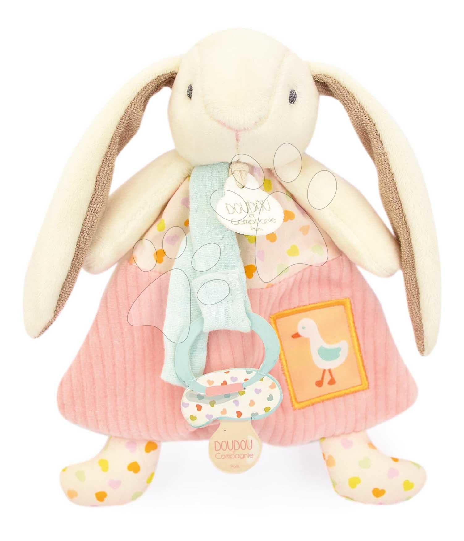 Plyšový zajačik s klipom na cumlík Lapin Ciboulette Doudou Dummy Holder Doudou et Compagnie v darčekovom balení 19 cm od 0 mes