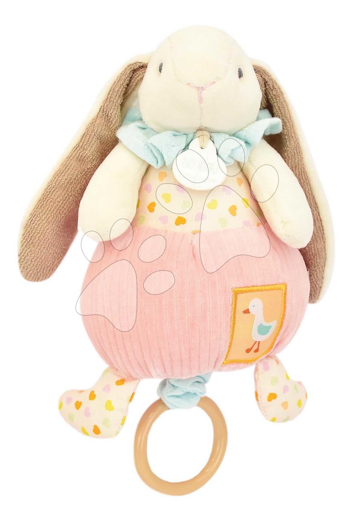 Plyšový zajačik s melódiou Lapin Ciboulette Music Box Doudou et Compagnie v darčekovom balení 20 cm od 0 mes