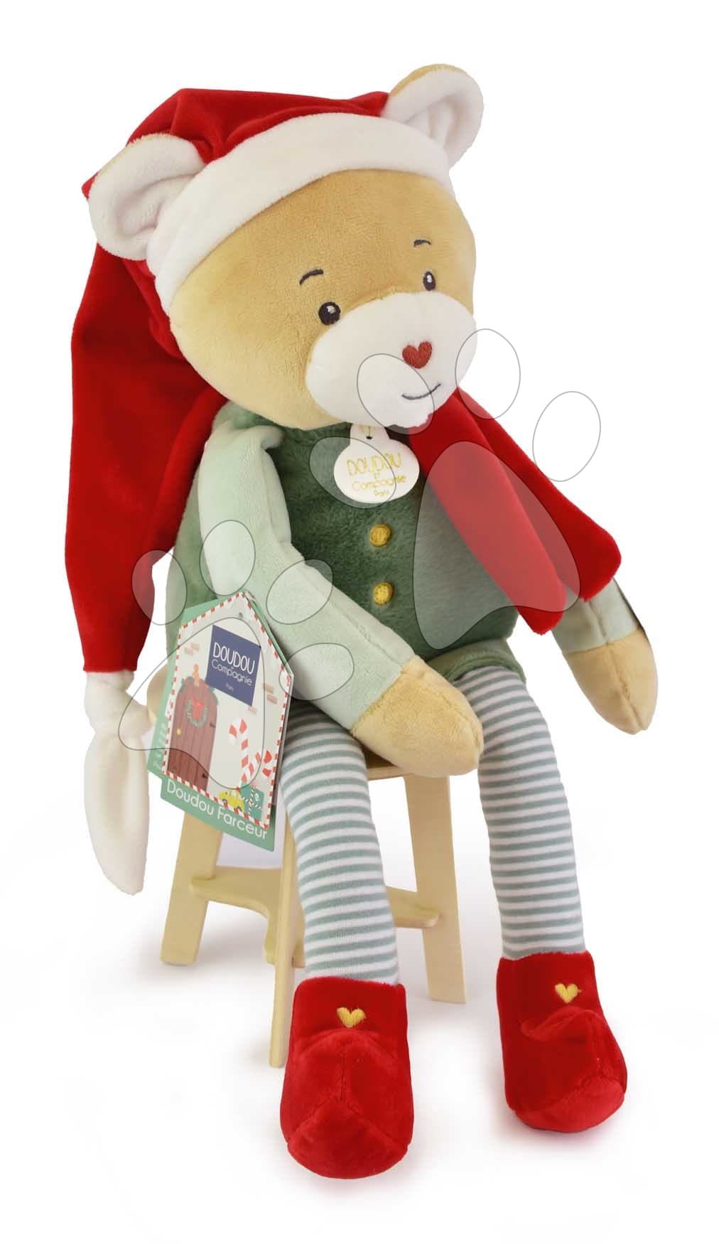 Plyšový elf medvedík Prankster Elf Party Favor Doudou et Compagnie s domčekom 27 cm od 0 mes 1