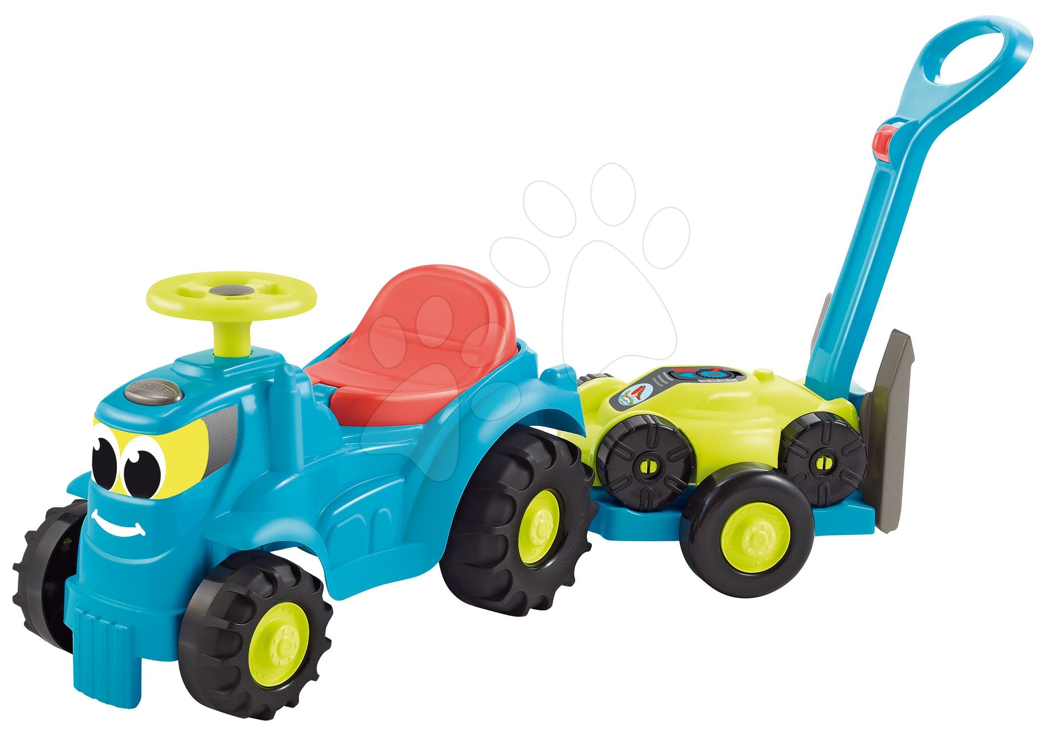 Odrážadlo s prívesom a kosačkou Traktor 2v1 Garden&Seasons Écoiffier tyrkysové od 12 mes