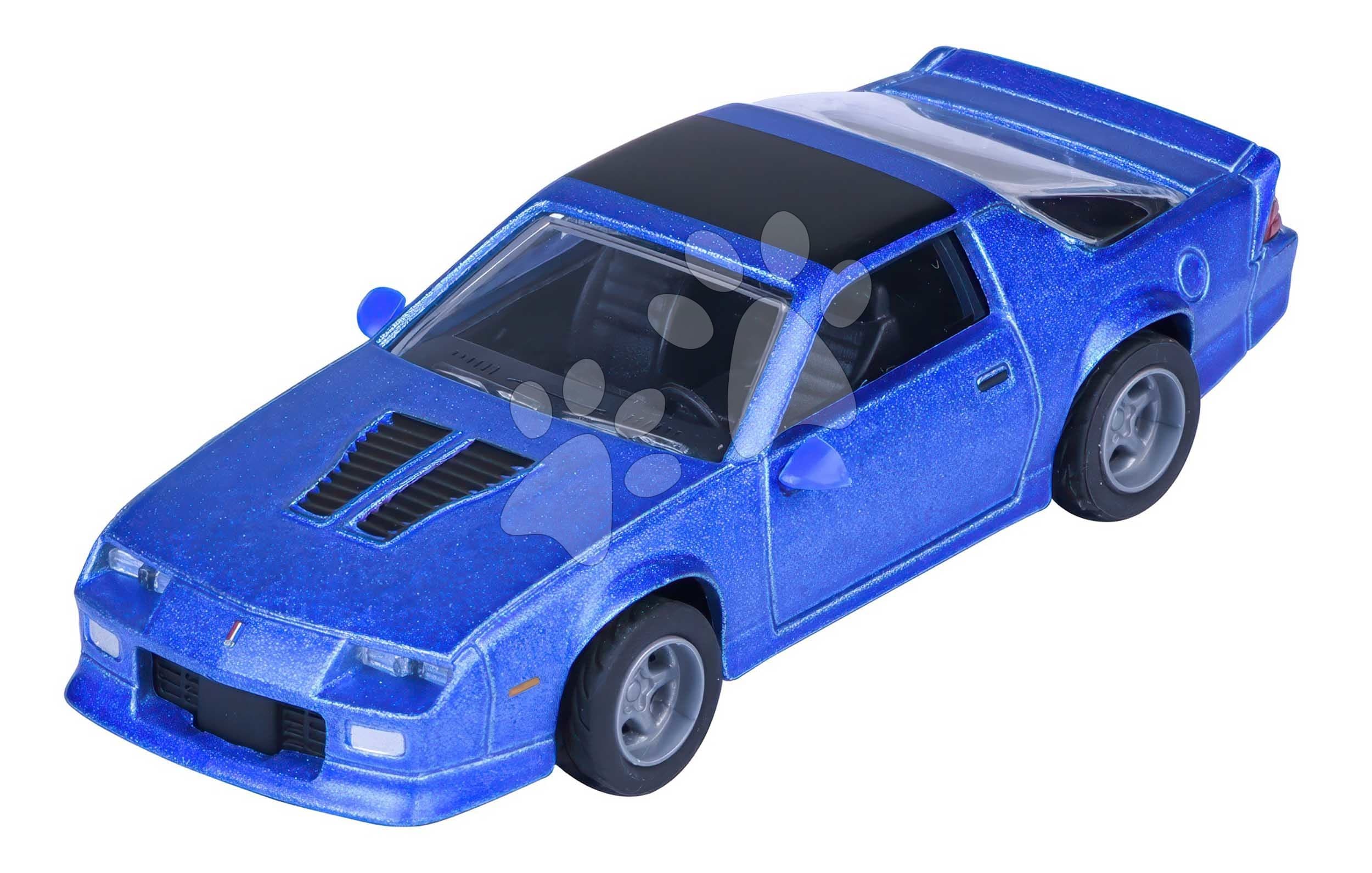 Autíčko v boxe Chevrolet Camaro 1985 Majorette kovové s gumenými kolieskami dĺžka 7,5 cm 1:64