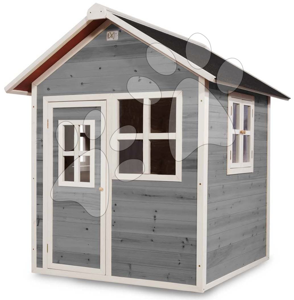 Domček cédrový Loft 100 Grey Exit Toys s vodeodolnou strechou sivý 1