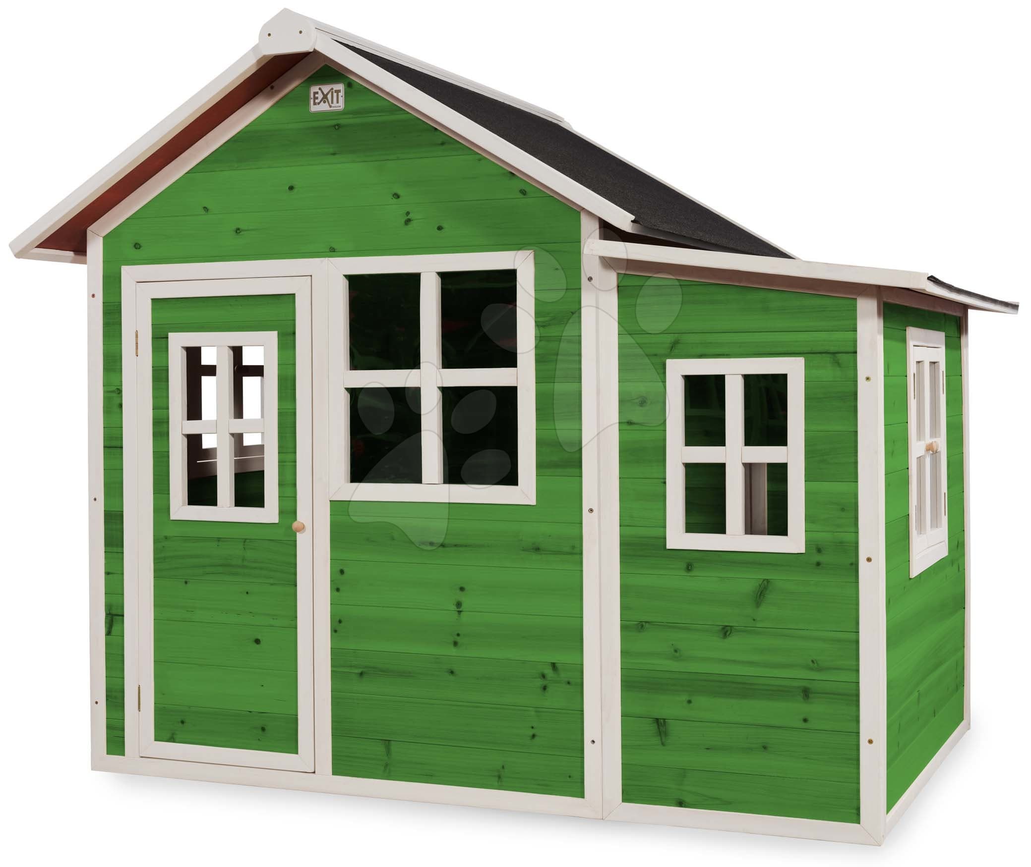 Domček cédrový Loft 150 Green Exit Toys veľký s vodeodolnou strechou zelený 1