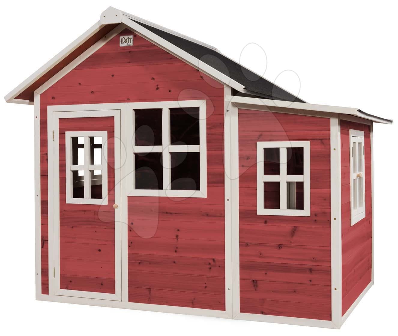 Domček cédrový Loft 150 Red Exit Toys veľký s vodeodolnou strechou červený 1