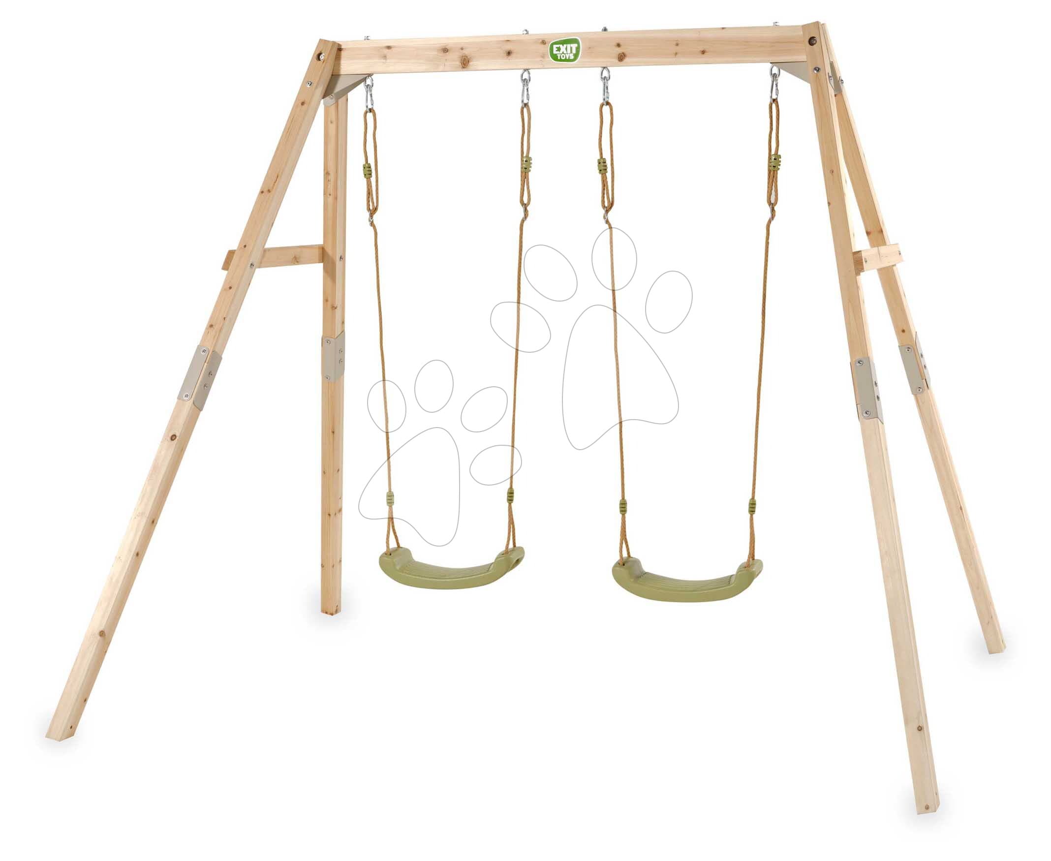 Hojdačka z cyprusového dreva Silvi Double Swing Exit Toys s dvoma sedadlami s nastaviteľnou výškou