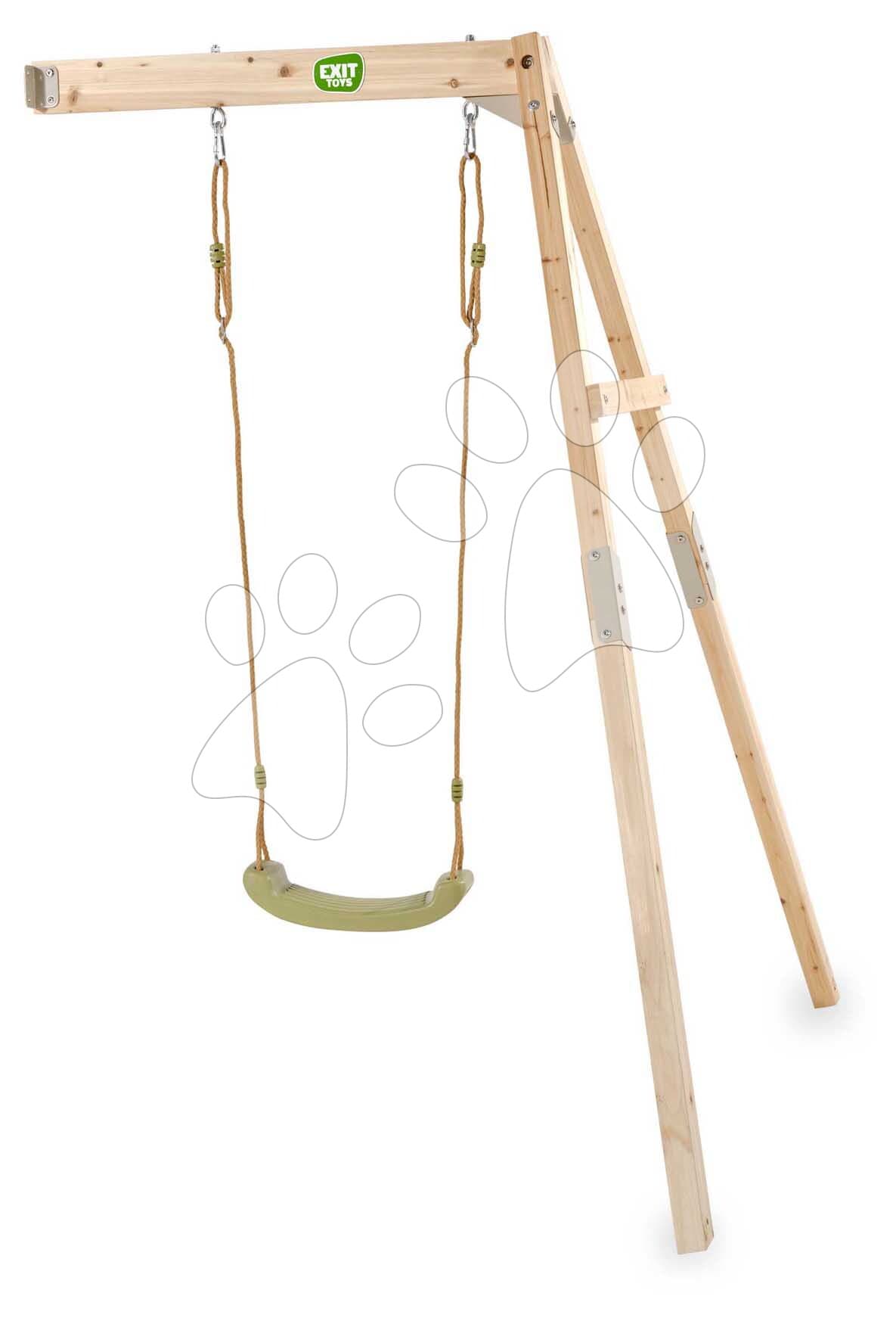 Hojdačka z cyprusového dreva Silvi Swing Exit Toys s upevnením do steny a sedadlo s nastaviteľnou výškou 1