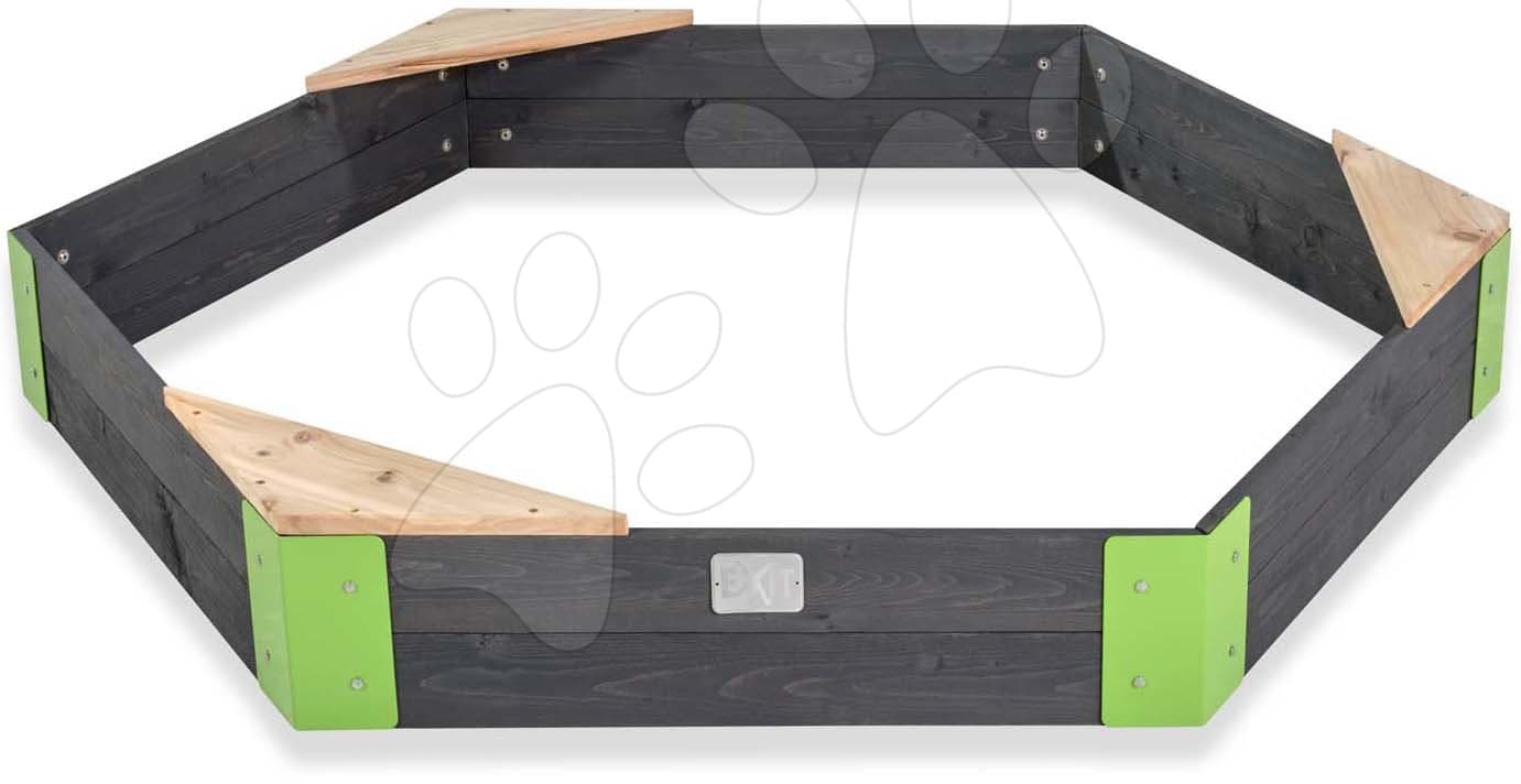 Pieskovisko cédrové Hexagón Aksent Hexagonal Sandpit Exit Toys stredné s 3 sedadlami 160*140 cm 1