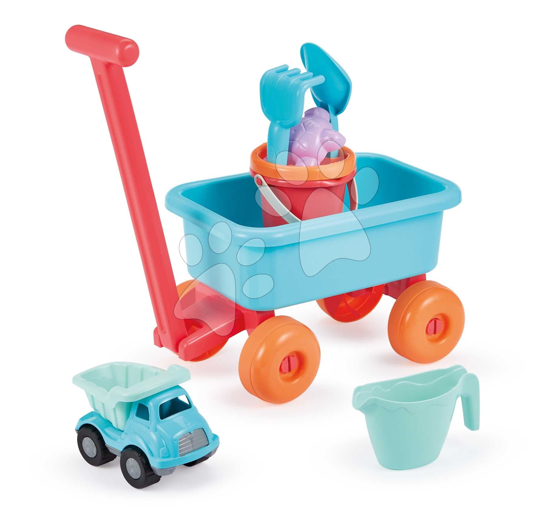 Vozík na ťahanie s vedro setom Summer Trolley Beach Écoiffier a stavebným autíčkom od 18 mes