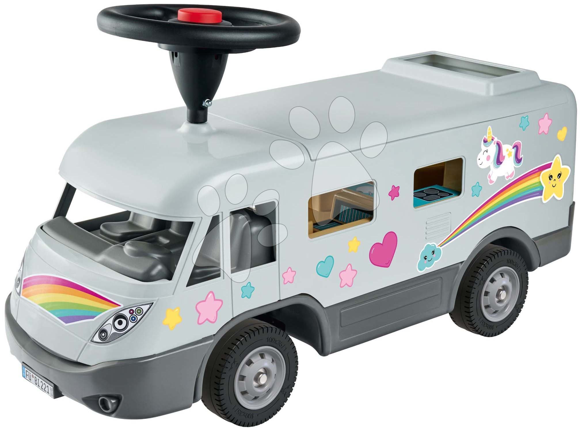 Odrážadlo obytný karavan Camper BIG s komplet výbavou pre 12 cm postavičku a protišmykové kolesá a klaksón od 24 mes 1