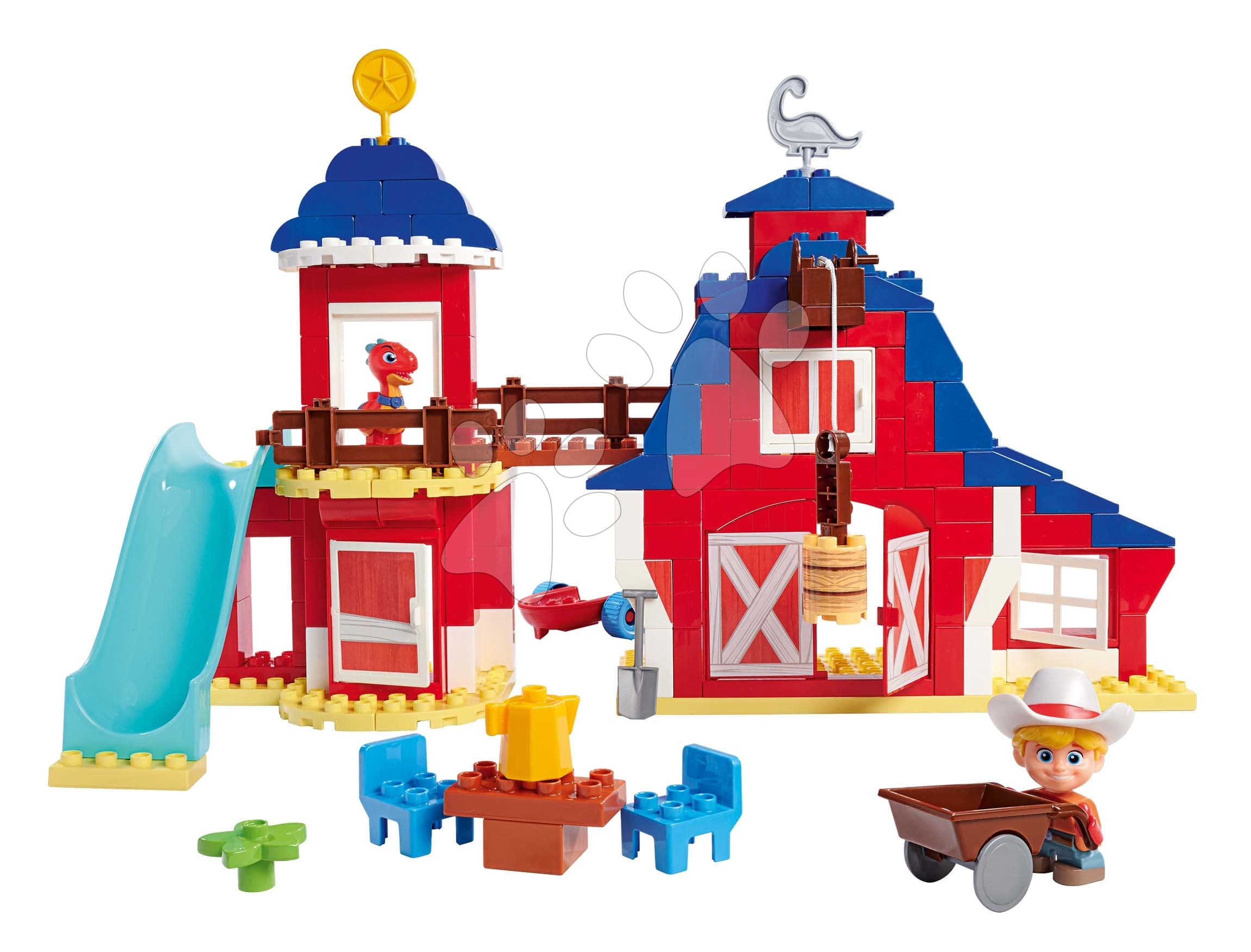 Stavebnica Dino Ranch Clubhouse PlayBig Bloxx BIG domček so šmykľavkou a 2 figúrkami 168 dielov od 1,5-5 rokov 1