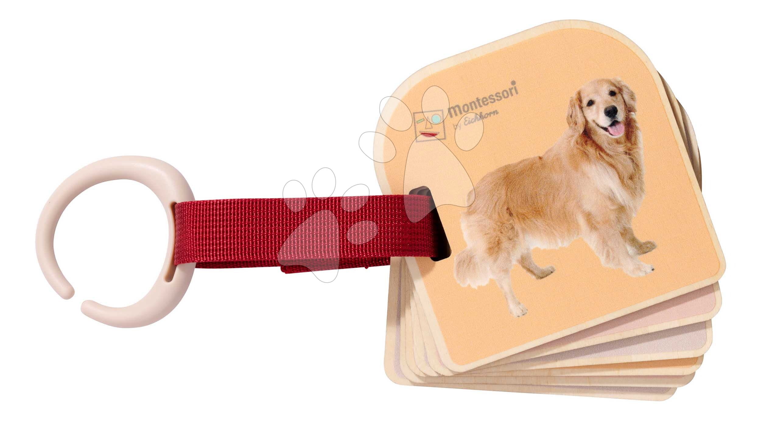 Drevená obrázková knižka so zvieratkami Montessori Picture Book Eichhorn 12 strán s krúžkom na zavesenie od 12 mes 1