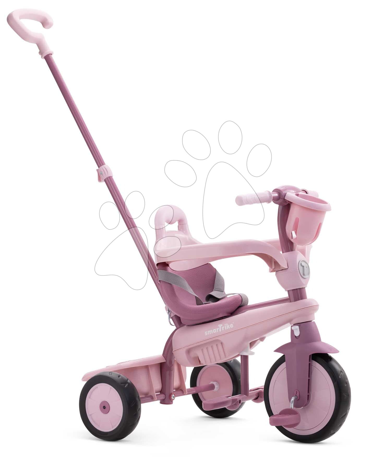 Trojkolka s vodiacou tyčou Breeze S Peach TouchSteering smarTrike s voľnobehom s košíkom na fľašku od 15 mes