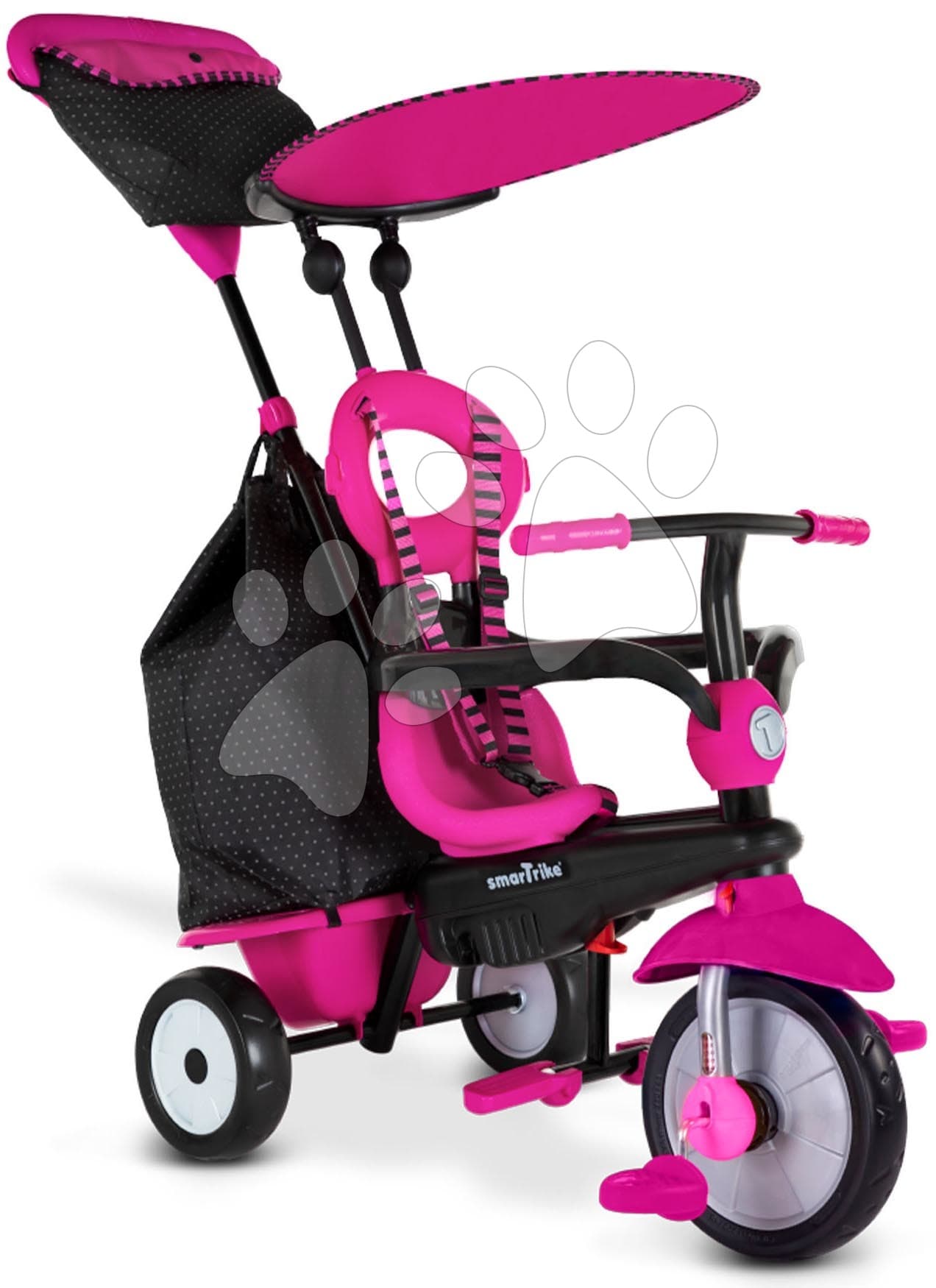 Trojkolka Vanilla Plus Pink Classic smarTrike TouchSteering ovládanie s gumenými kolesami a tlmičom 2 tašky od 10 mes 1