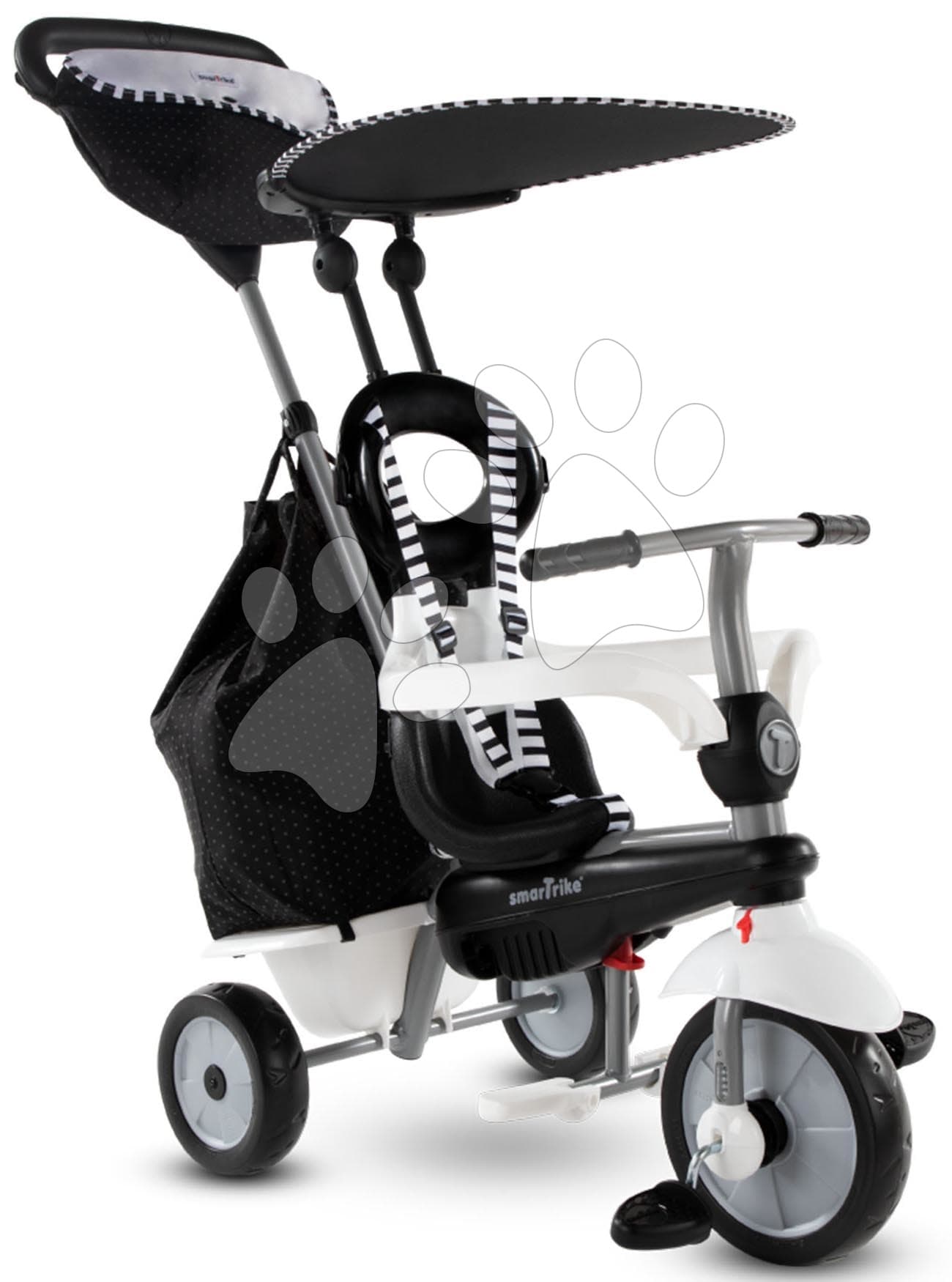 Trojkolka Vanilla Plus Black&White Classic smarTrike TouchSteering ovládanie s gumenými kolesami a tlmičom 2 tašky od 10 mes 1