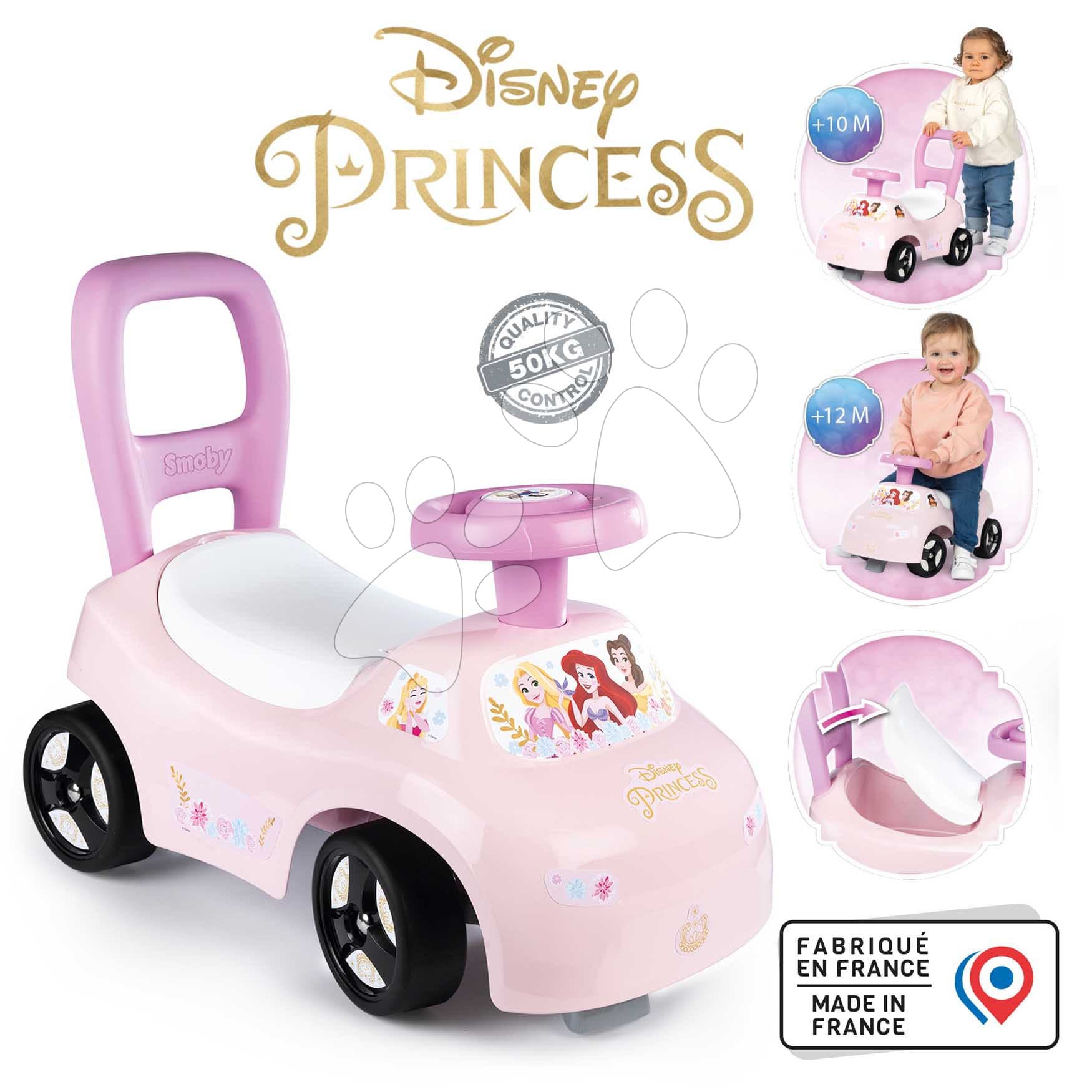 Odrážadlo a chodítko 2v1 Disney Princess Auto Ride On Smoby ergonomické s opierkou a úložným boxom pod sedadlom od 10 mes 1