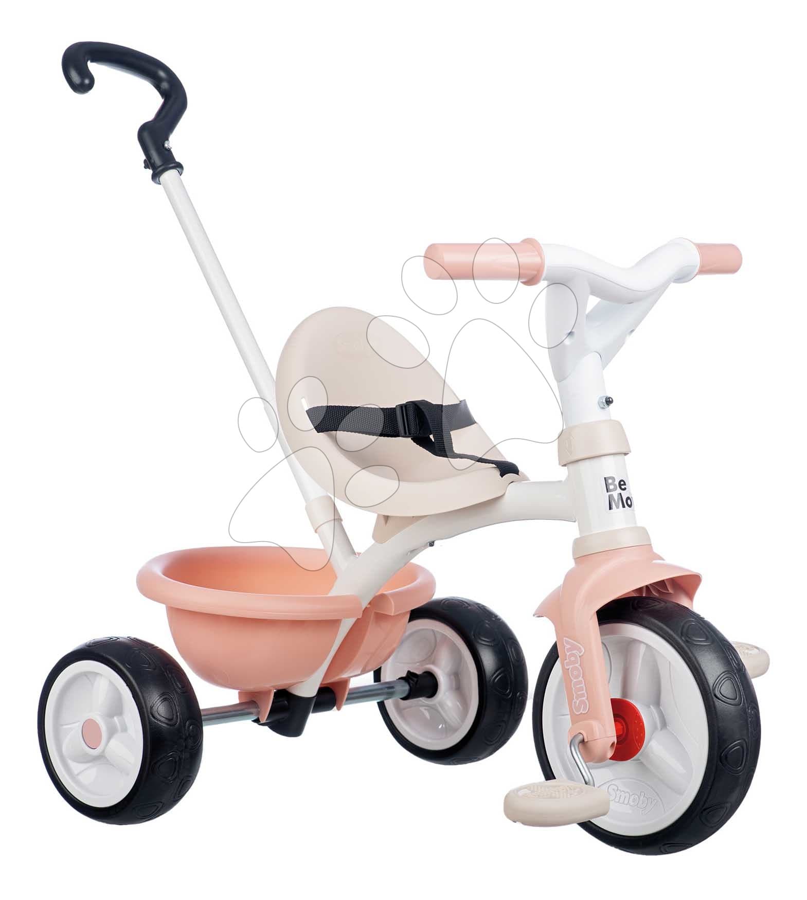 Trojkolka s voľnobehom Be Move Tricycle Pink Smoby s nastaviteľnou 95 cm vodiacou tyčou a tichými EVA kolesami ružová od 15 mes