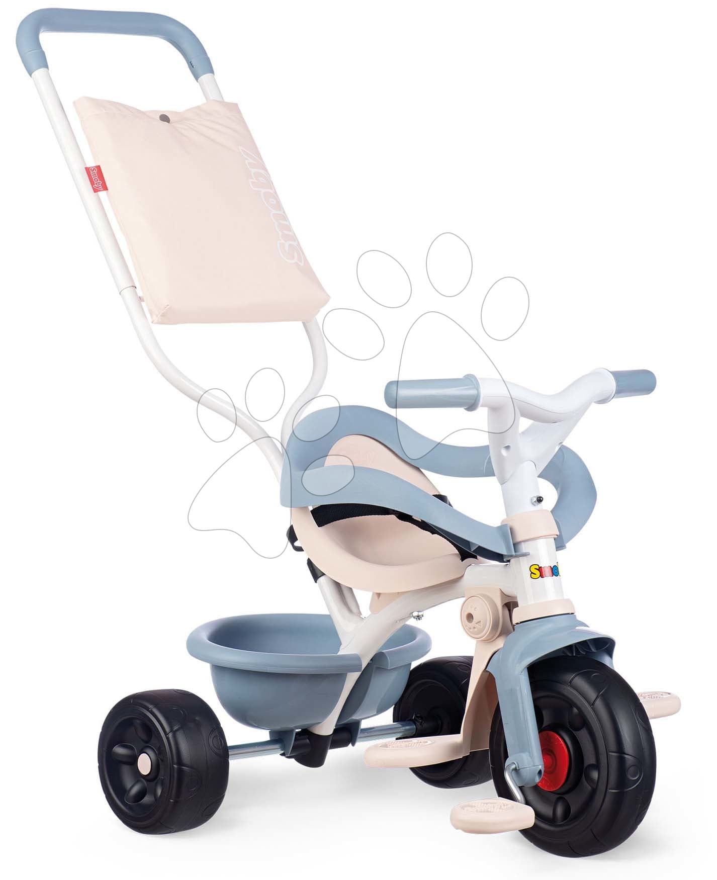 Trojkolka Be Fun Comfort Tricycle Blue Smoby s dvojitou vodiacou tyčou a taškou od 10 mes 1