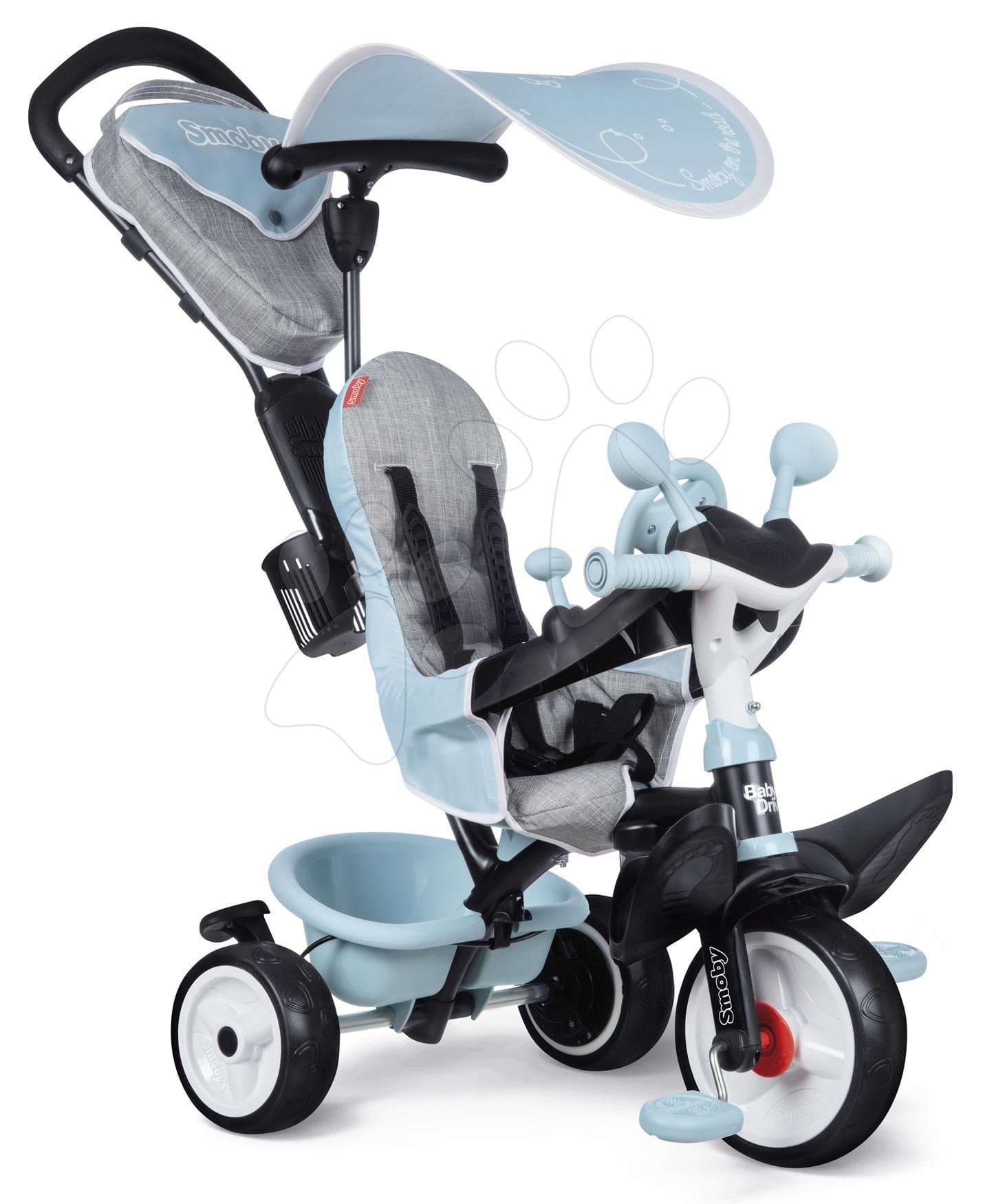 Trojkolka a kočík v jednom s brzdou Baby Driver Plus Blue Smoby s EVA kolesami a intuitívnym ovládaním modrá od 10 mes 1