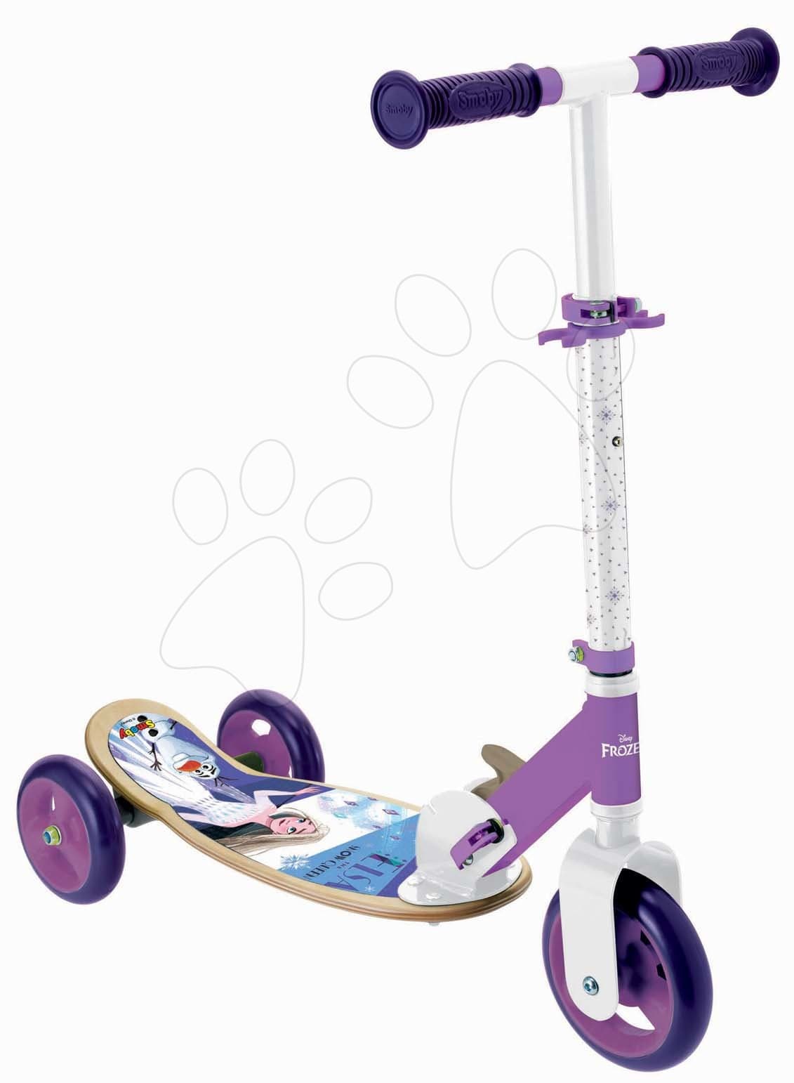 Drevená kolobežka trojkolesová Frozen Wheels Foldable Scooter Smoby skladacia výškovo nastaviteľná a protišmyková tichá 1
