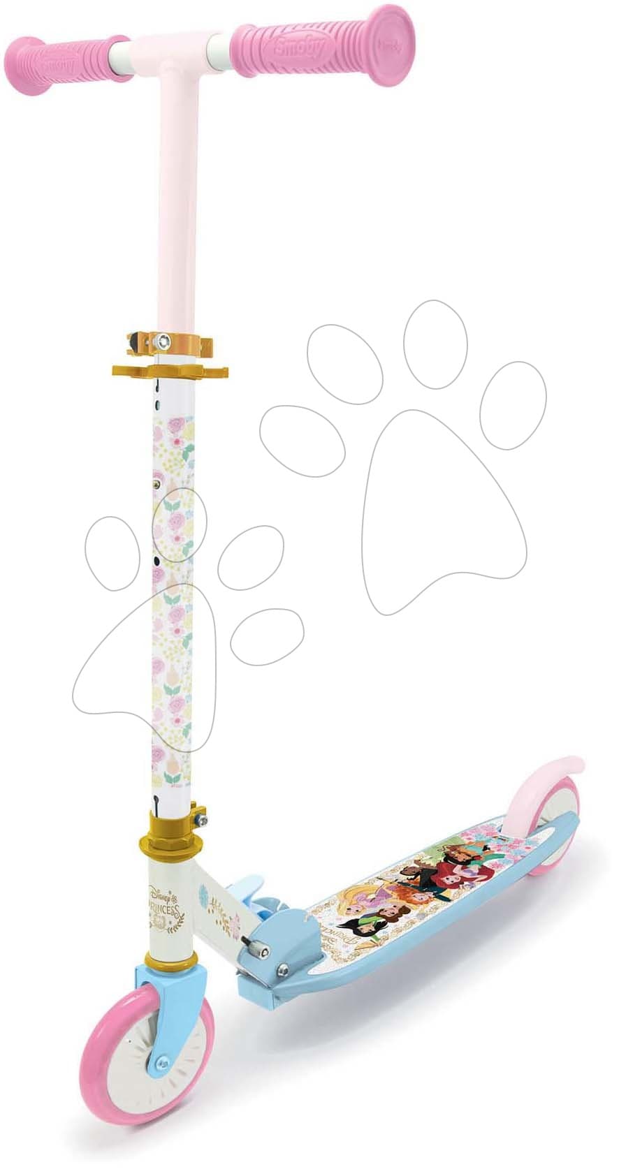 Kolobežka dvojkolesová Disney Princess 2 Wheels Foldable Scooter Smoby skladacia s brzdou výškovo nastaviteľná max. 83 cm od 5 rokov