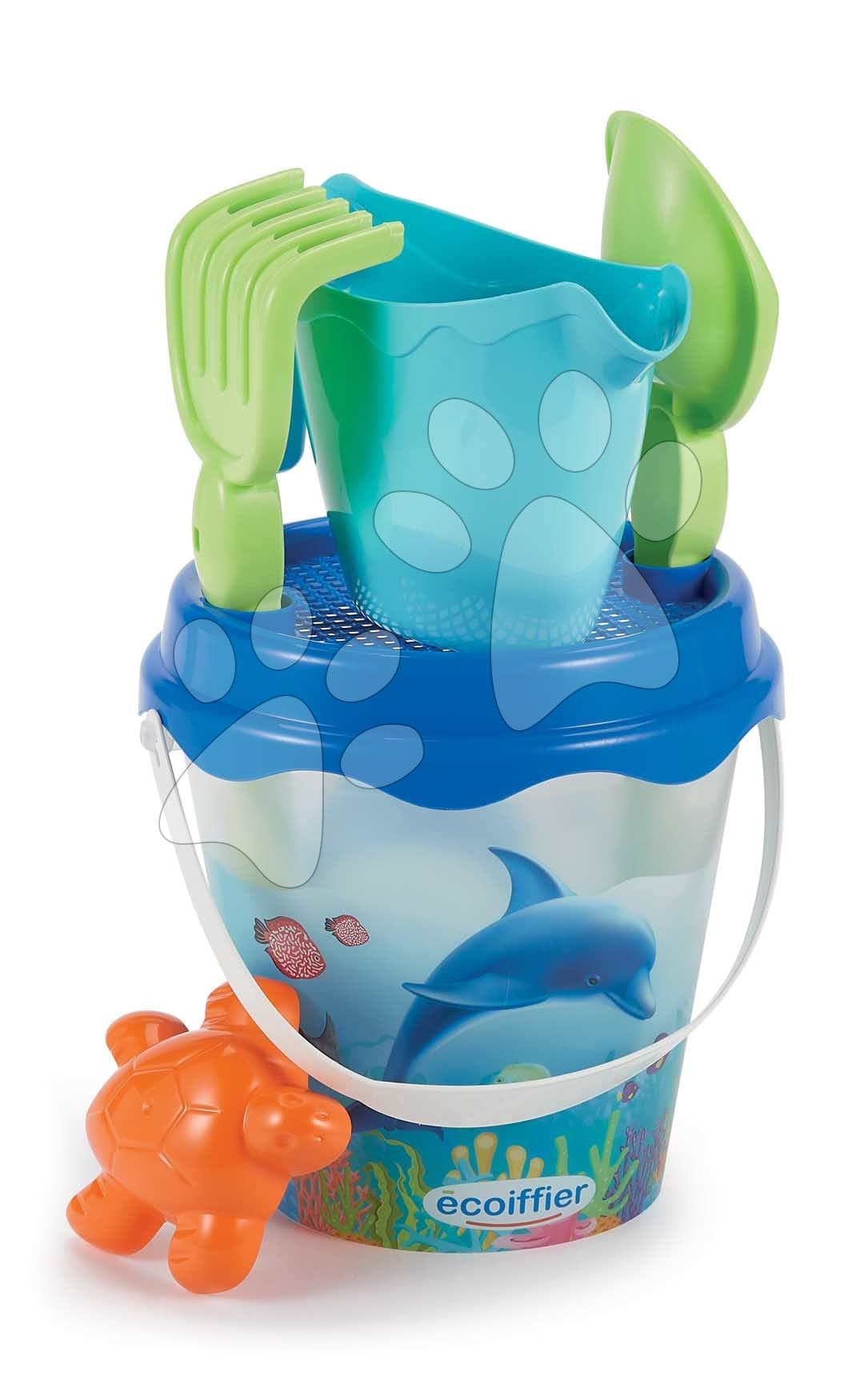 Vedro do piesku Delfín Écoiffier 17 cm s krhličkou, 6-dielny set od 18 mes 1