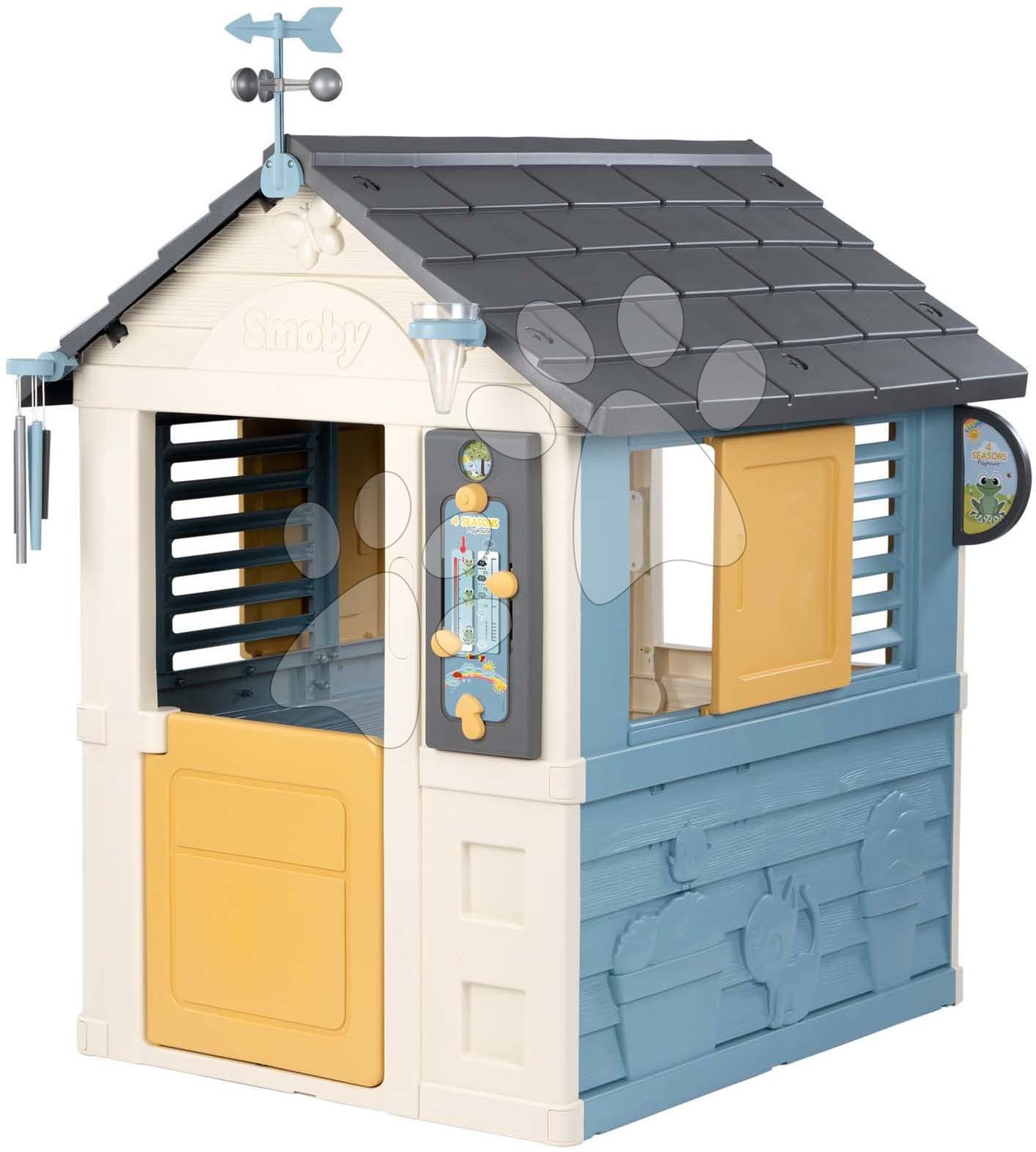 Domček meteorologická stanica Štyri ročné obdobia 4 Seasons Playhouse Smoby so zvonkohrou vetromerom a zrážkomerom s UV filtrom od 24 mes 1