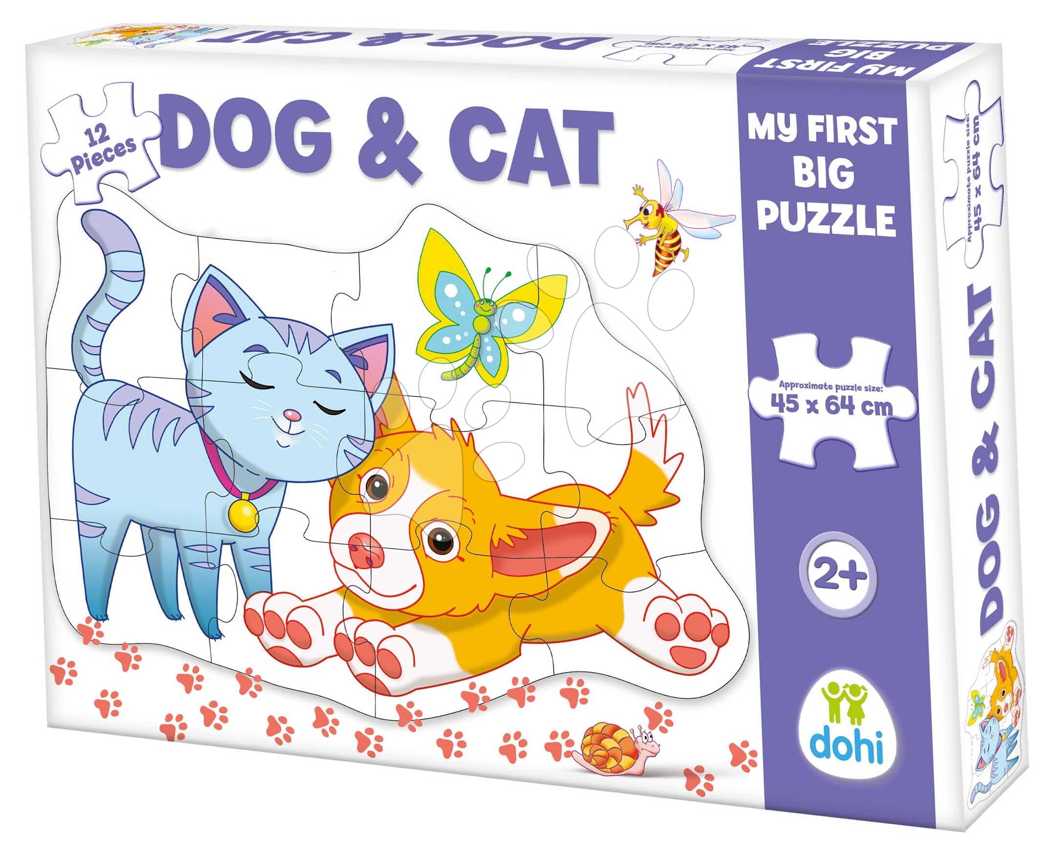 Puzzle podlahové psík a mačička Dohány veľké 12 dielov od 24 mes 1