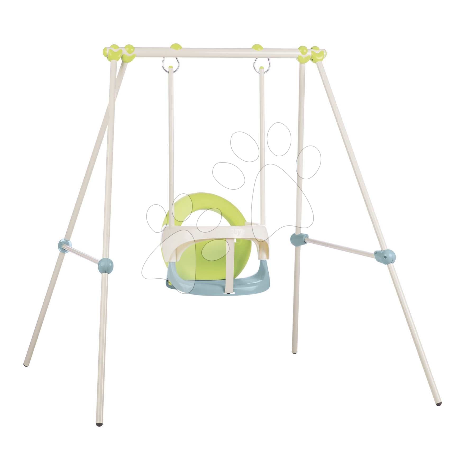 Hojdačka s kovovou konštrukciou 120 cm Metal Baby Swing Life Smoby s ochrannou hrazdou a UV filtrom od 6 mes