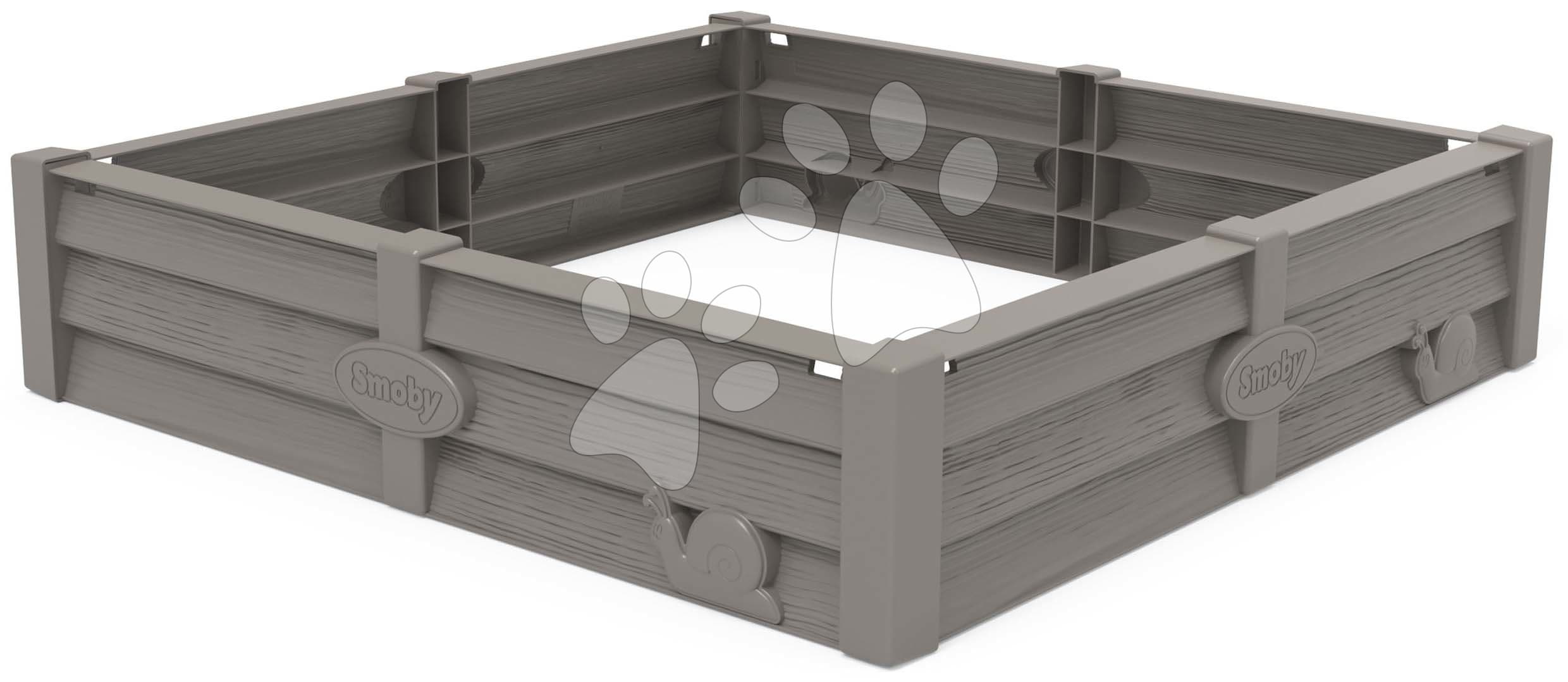 Pieskovisko a zeleninová záhradka k všetkým domčekom Square Garden Sandpit Smoby s podložkou na 75 kg piesku/60 l zeminy 76*76 cm od 24 mes