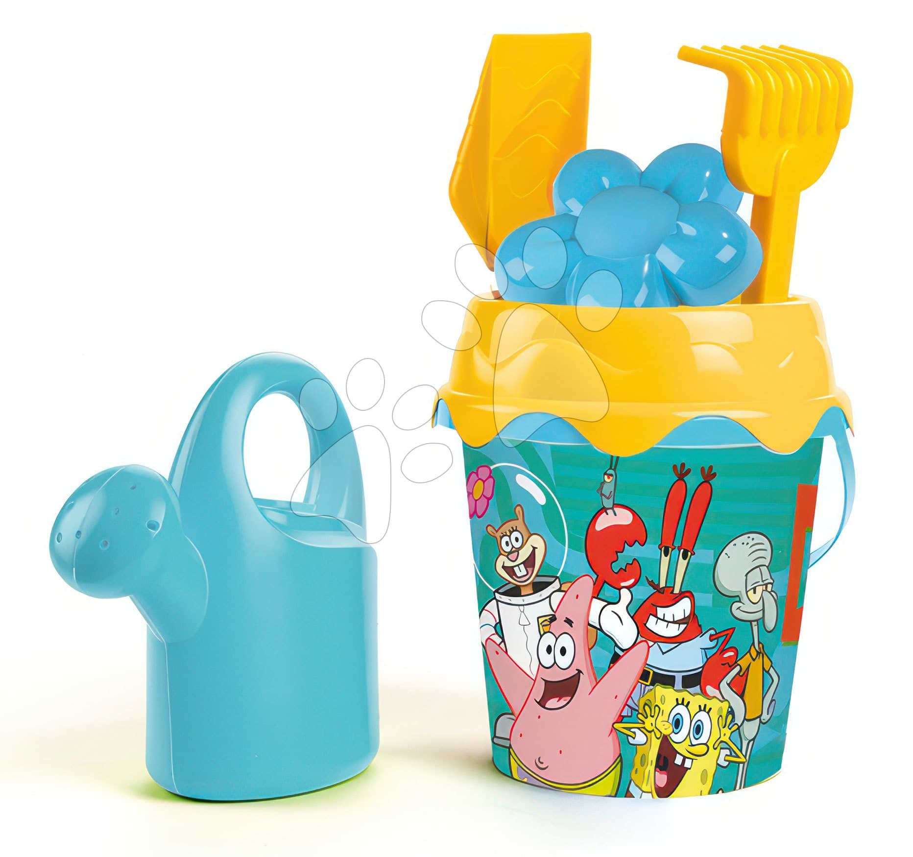 Vedro set s krhlou Sponge Bob Garnished Bucket Smoby 6 dielov s lopatkou hrabličkami a formičkou 18 cm výška od 18 mes 1