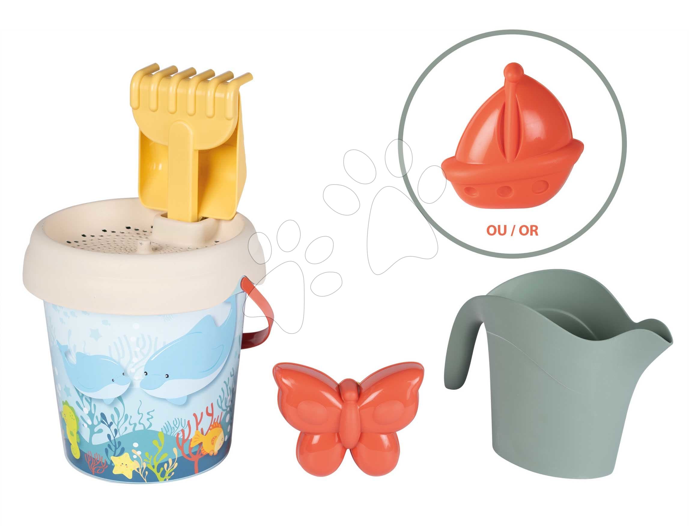 Vedro set s krhličkou Medium Garnished Bucket Life Smoby s hrabličkami lopatkou a formičkou od 18 mes