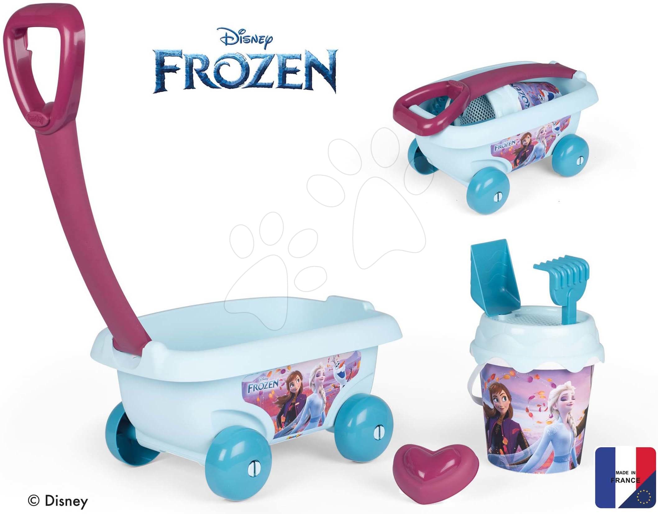 Vozík na ťahanie Frozen Garnished Beach Cart Smoby s vedro setom od 18 mes 1