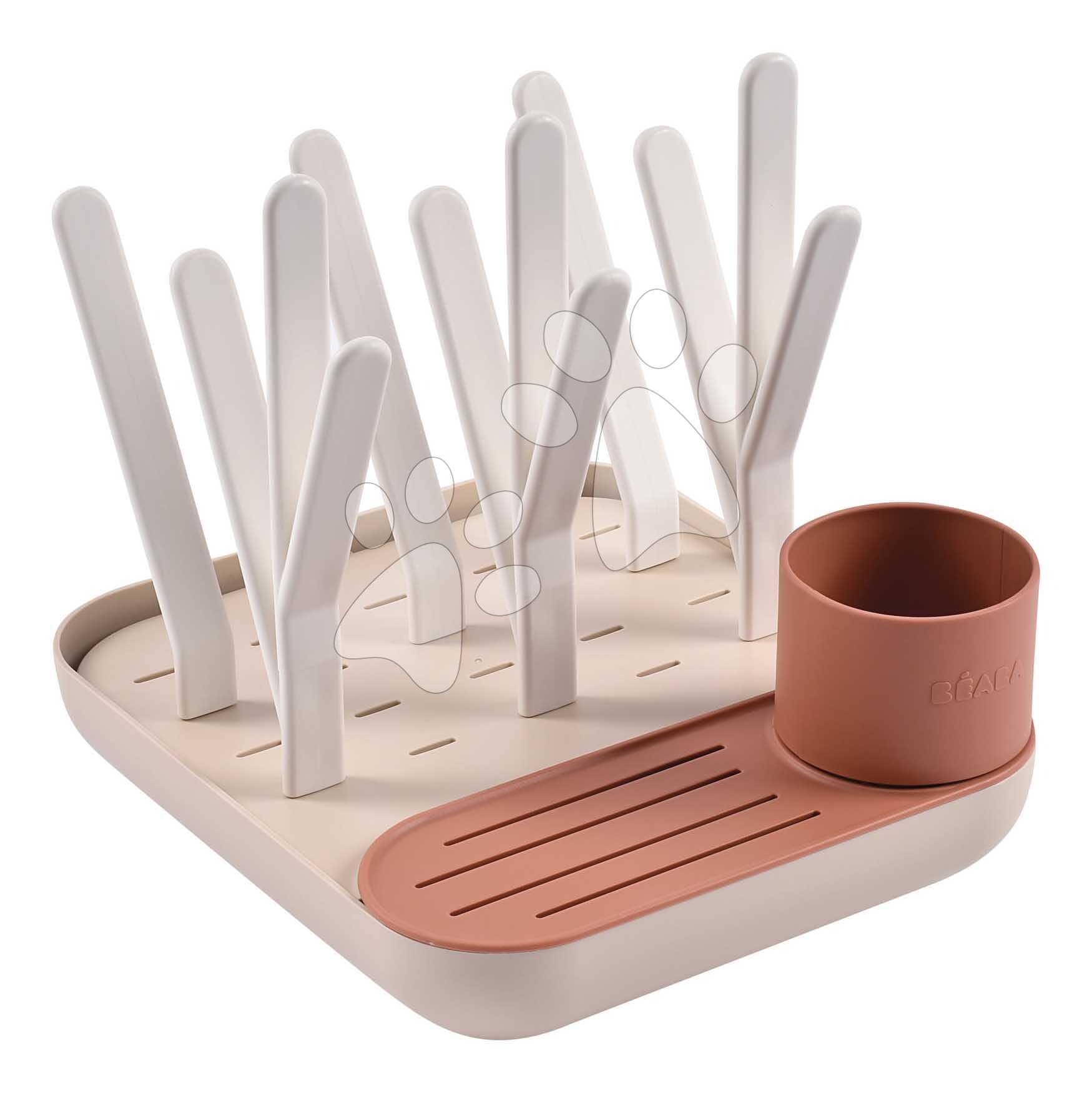 Odkvapkávač dojčenských fliaš Forest Draining Rack Terracotta Clay Beaba modulárny na 6 fliaš oranžový od 0 mes
