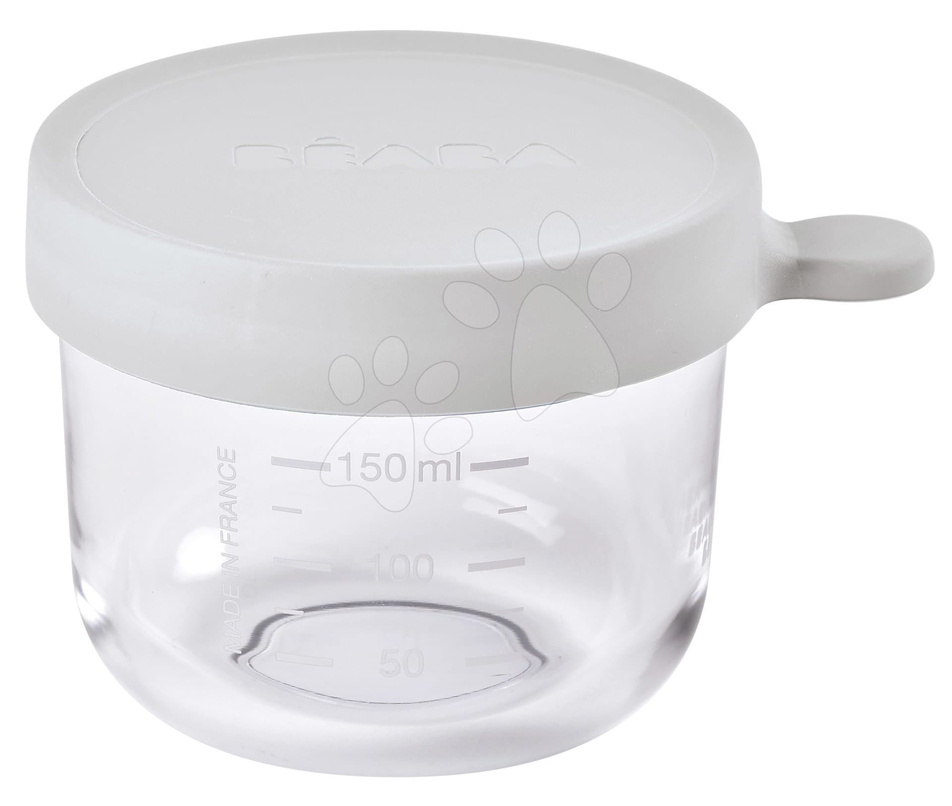 Dóza na jedlo Light Mist Beaba 150 ml z kvalitného skla šedá od 4 mes 1