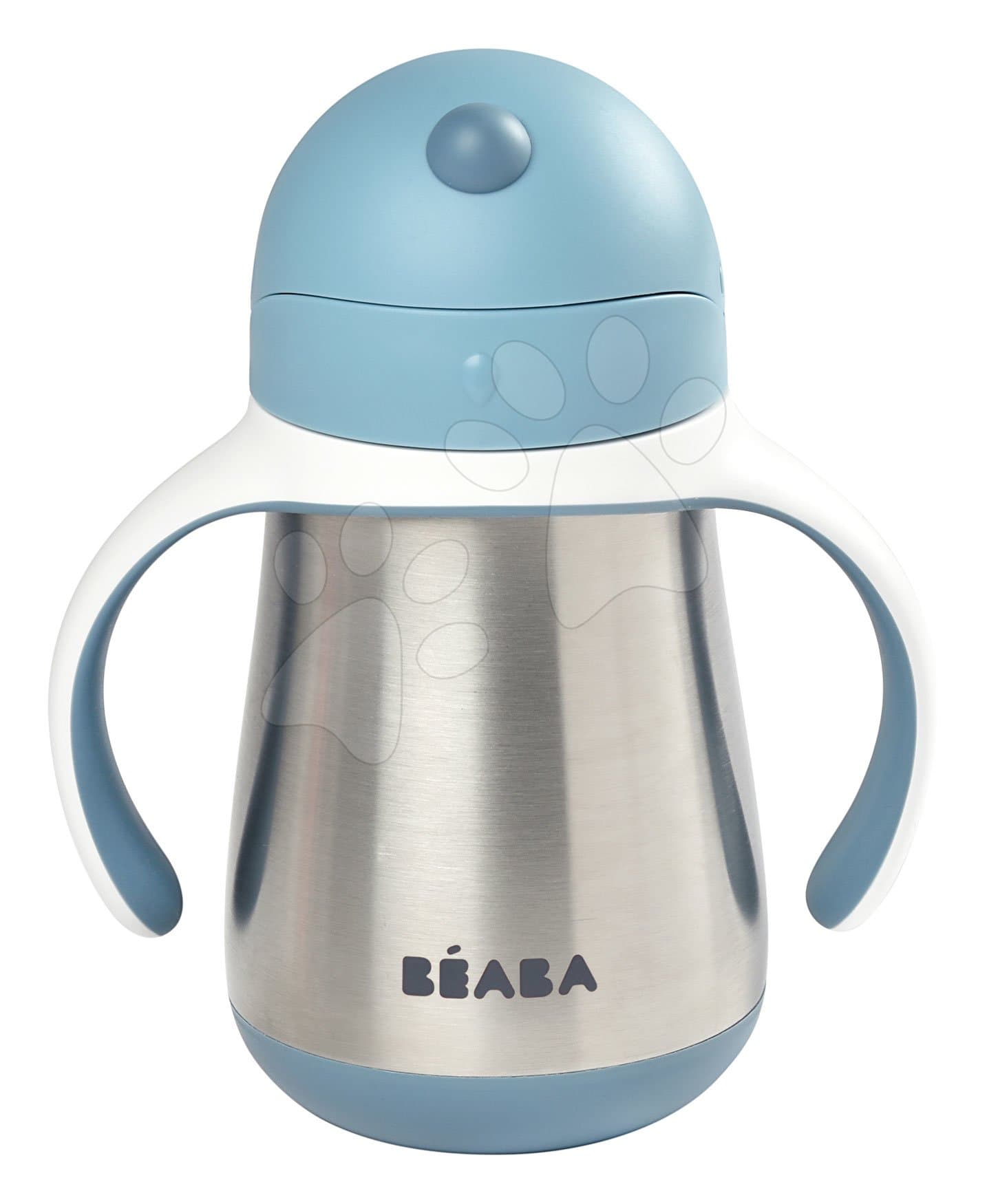Fľaša Bidon s dvojitými stenami Stainless Steel Straw Cup Beaba Windy Blue 250 ml modrá z nehrdzavejúcej ocele od 8 mes