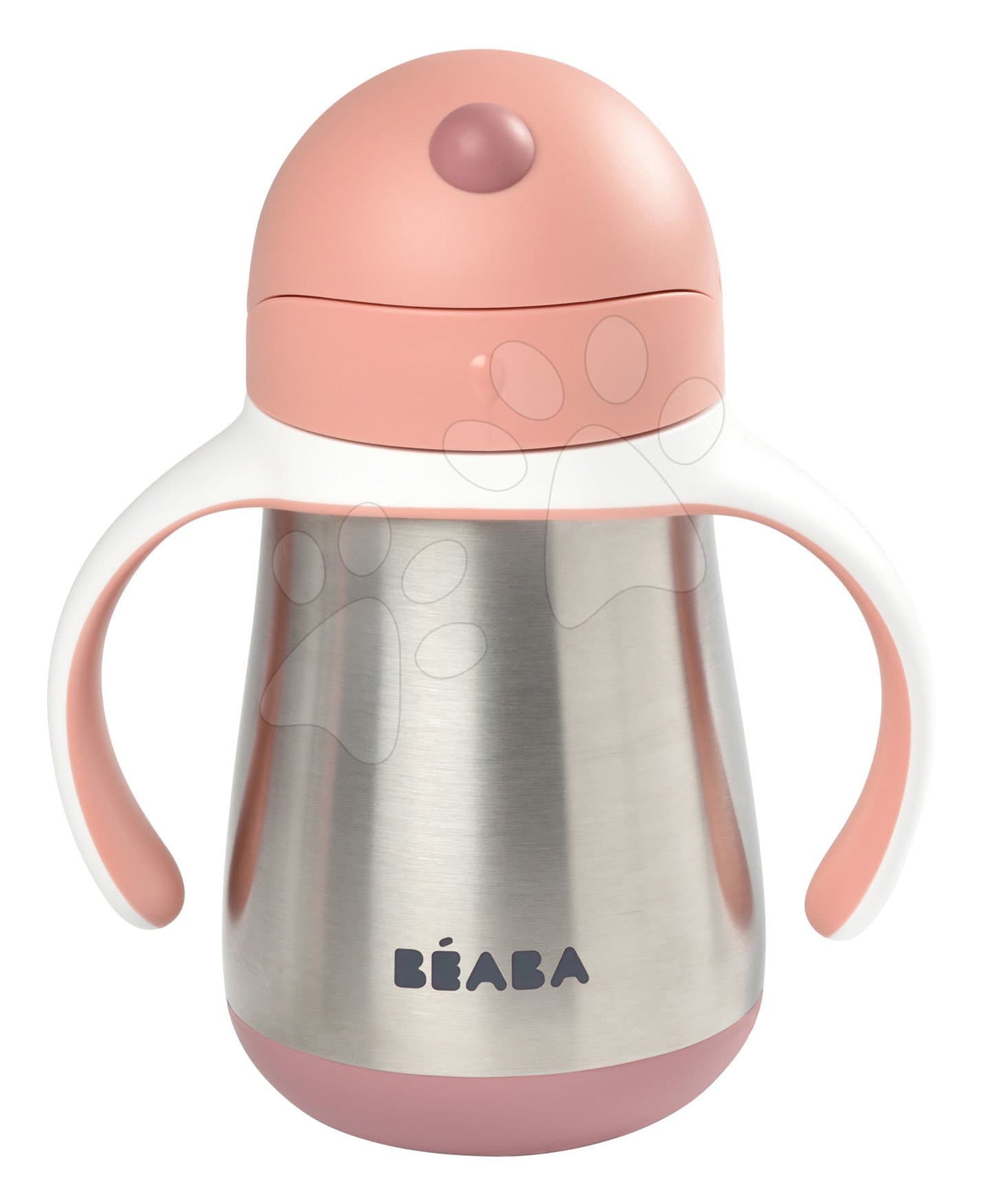Fľaša Bidon s dvojitými stenami Stainless Steel Straw Cup Beaba Old Pink 250 ml ružová z nehrdzavejúcej ocele od 8 mes