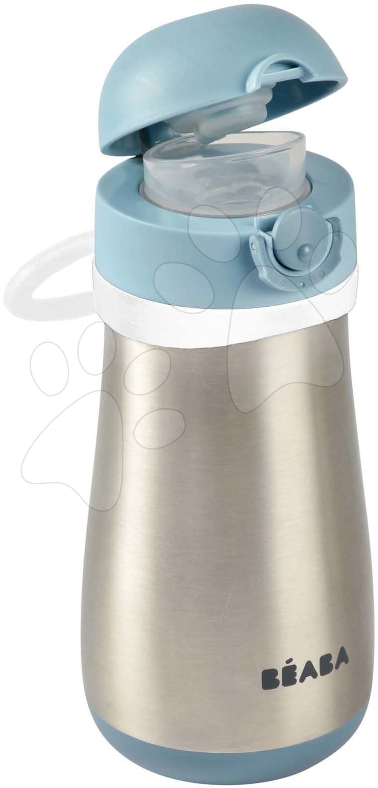 Fľaša Bidon s dvojitými stenami Stainless Steel Bottle Beaba Windy Blue 350ml modrá z nehrdzavejúcej ocele od 18 mes 1
