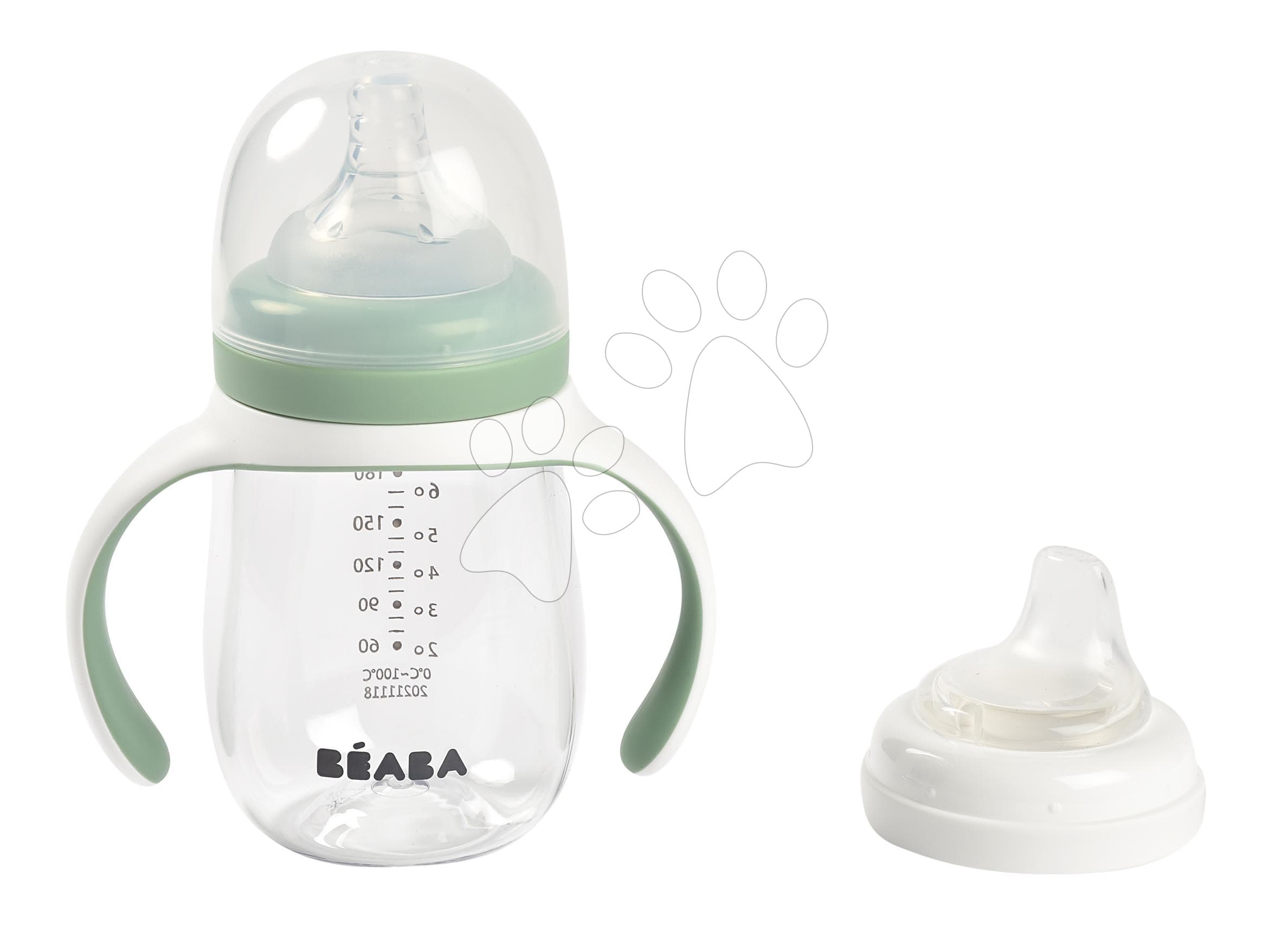 Fľaša Bidon na učenie pitia 2in1 Training Bottle Beaba Sage Green 210 ml zelená od 4 mes 1