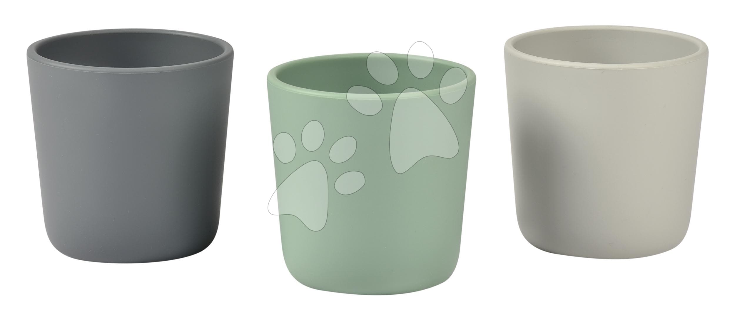 Poháre pre bábätká Silicone Glass Set Beaba Grey Sage & Mineral zo silikónu 3 kusy od 4 mes 1
