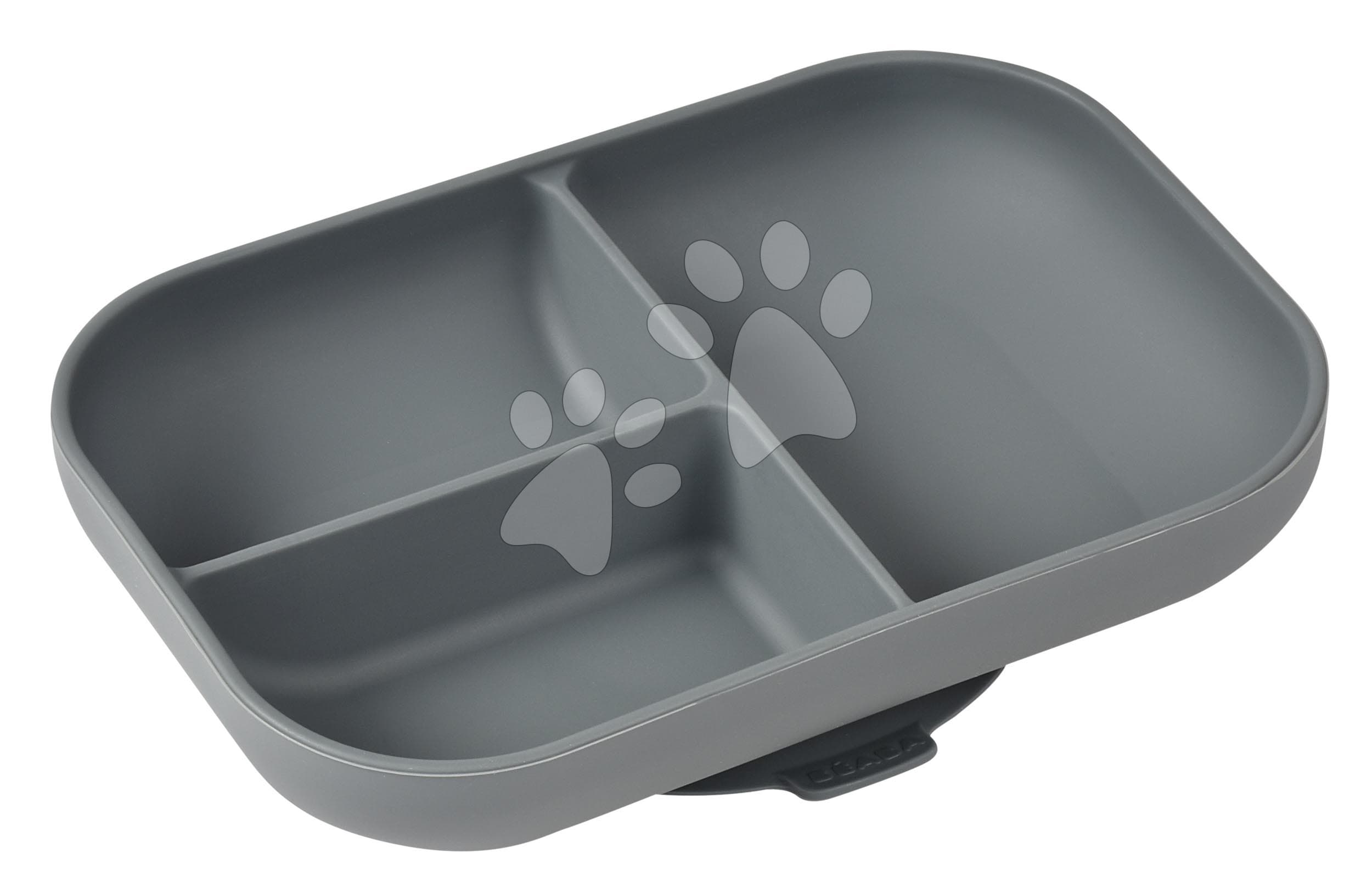Tanier pre bábätká Silicone Suction Plate Beaba Mineral Grey zo silikónu rozdelený sivý od 4 mes 1