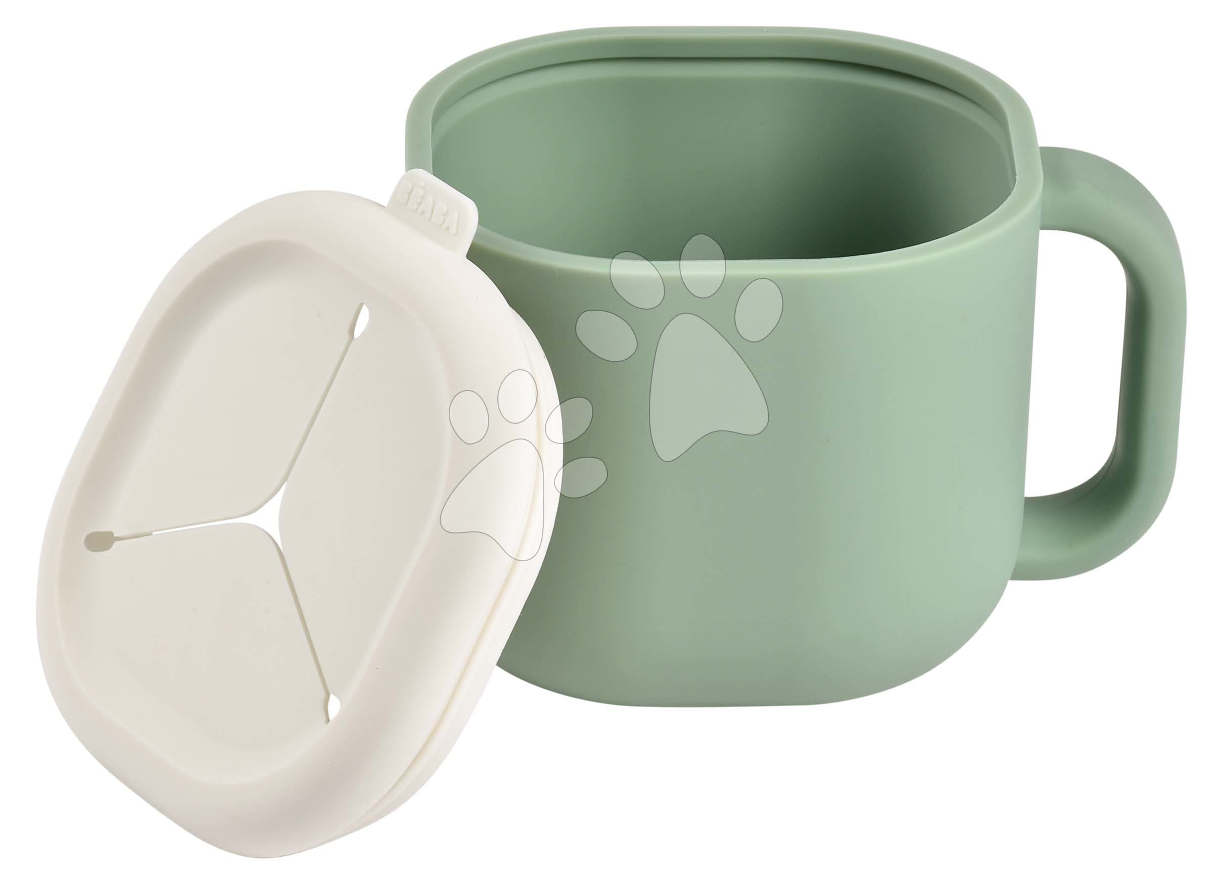 Hrnček pre bábätká Pick 'n' Snack Silicone Snack Cup Beaba Sage Green na učenie sa jesť zelený od 10 mes