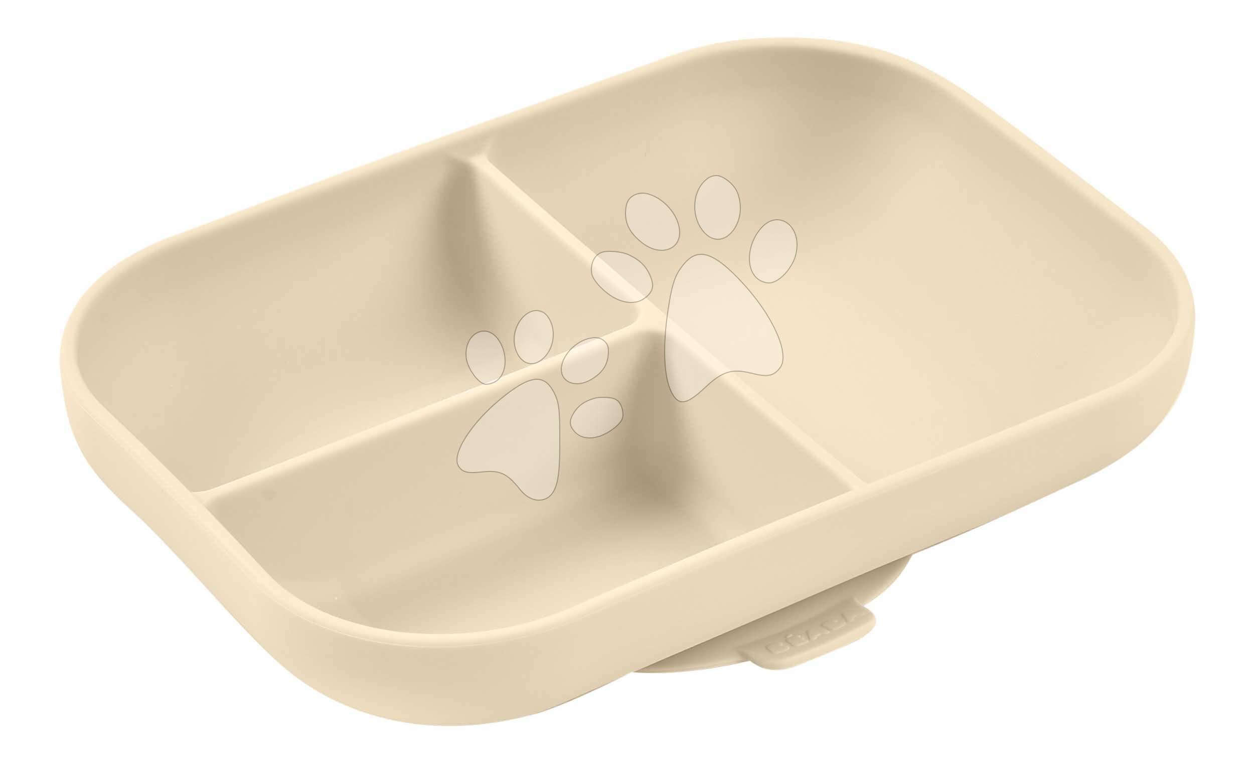 Tanier pre bábätká Divided Silicone Plate Clay Beaba zo silikónu rozdelený béžový od 4 mes 1