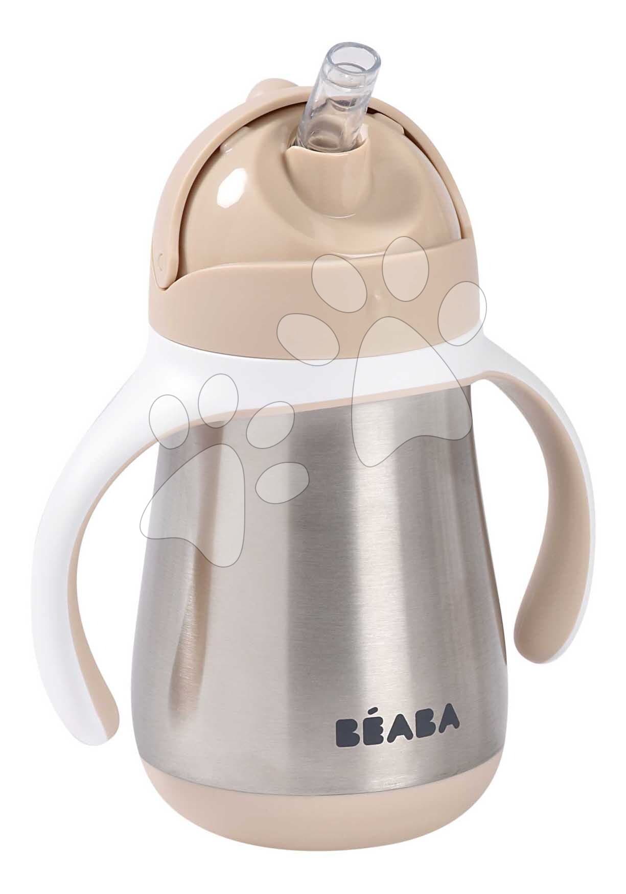 Fľaša s dvojitými stenami Stainless Steel Straw Cup Clay Beaba z nehrdzavejúcej ocele 250 ml hnedá od 8 mes