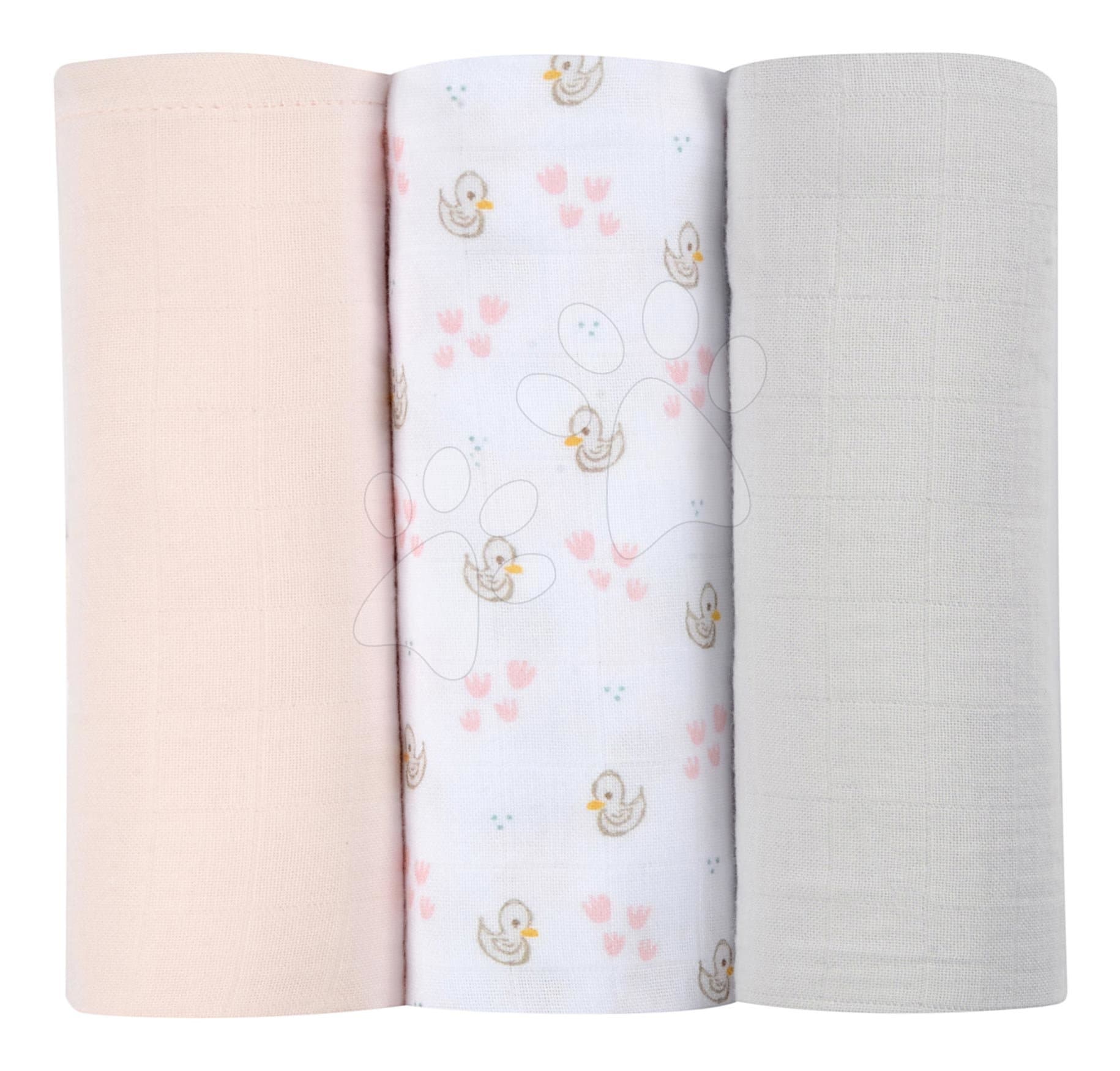 Textilné plienky z bavlneného mušelínu Cotton Muslin Cloths Beaba Cygne sada 3 kusov 70*70 cm od 0 mes ružové 1