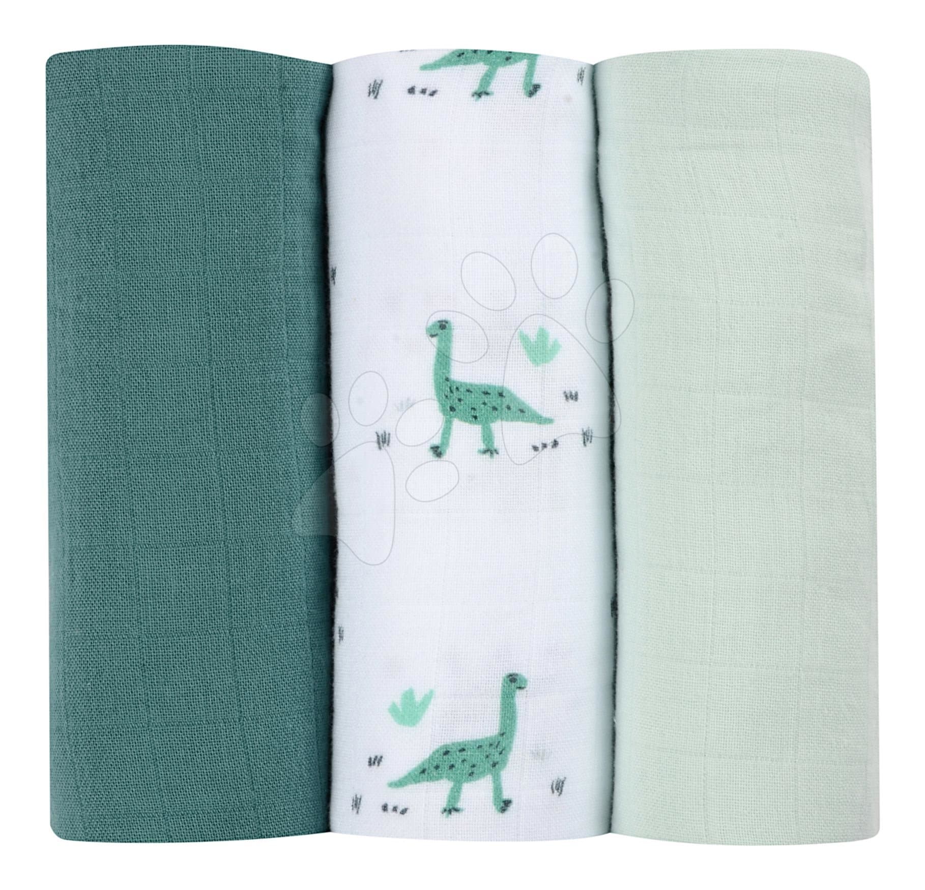 Textilné plienky z bavlneného mušelínu Cotton Muslin Cloths Beaba Jurassique sada 3 kusov 70*70 cm od 0 mes zelené 1