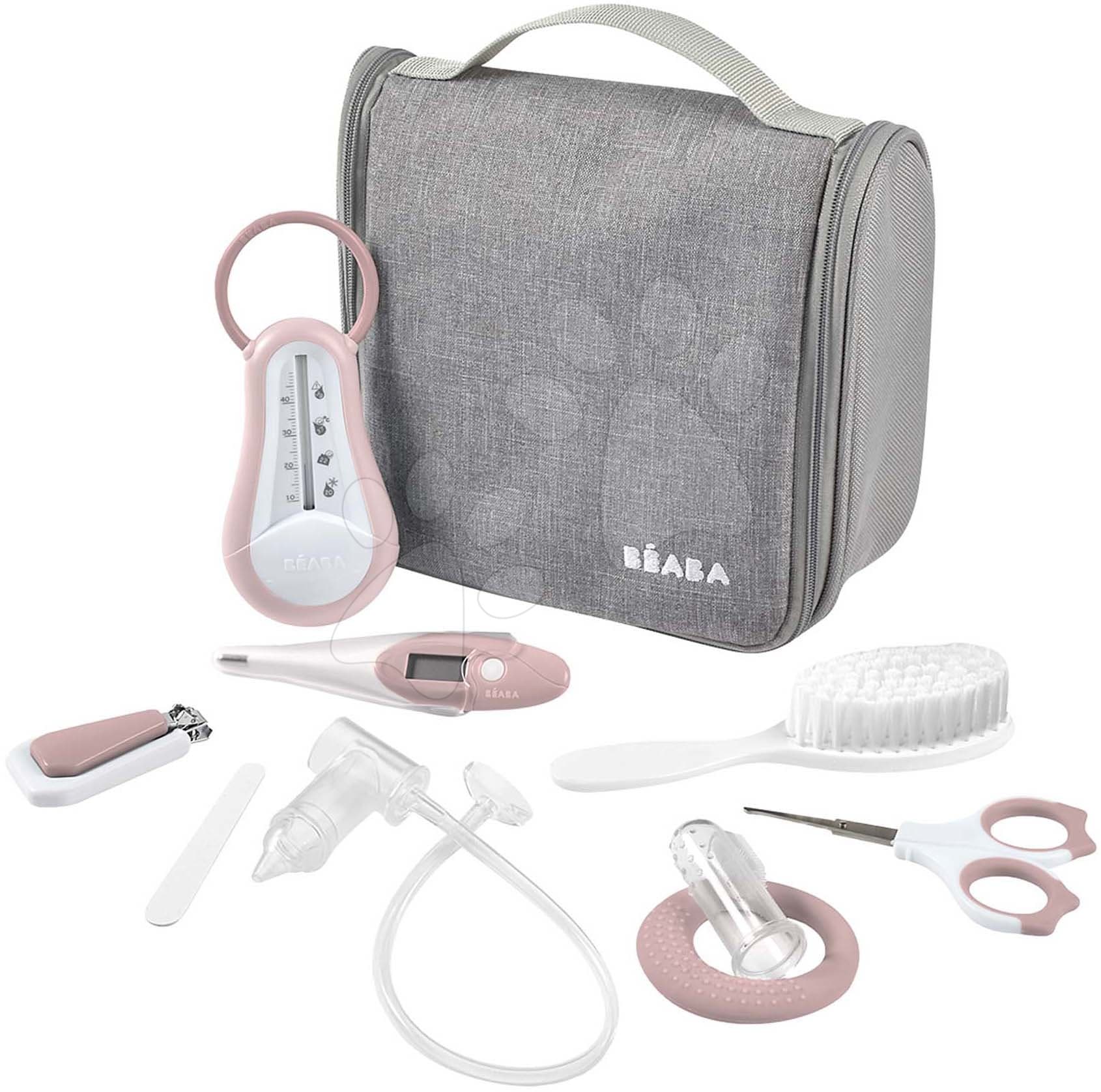 Toaletné potreby pre bábätko Hanging Toiletry Pouch Beaba v závesnej taštičke s 9 doplnkami ružová 1